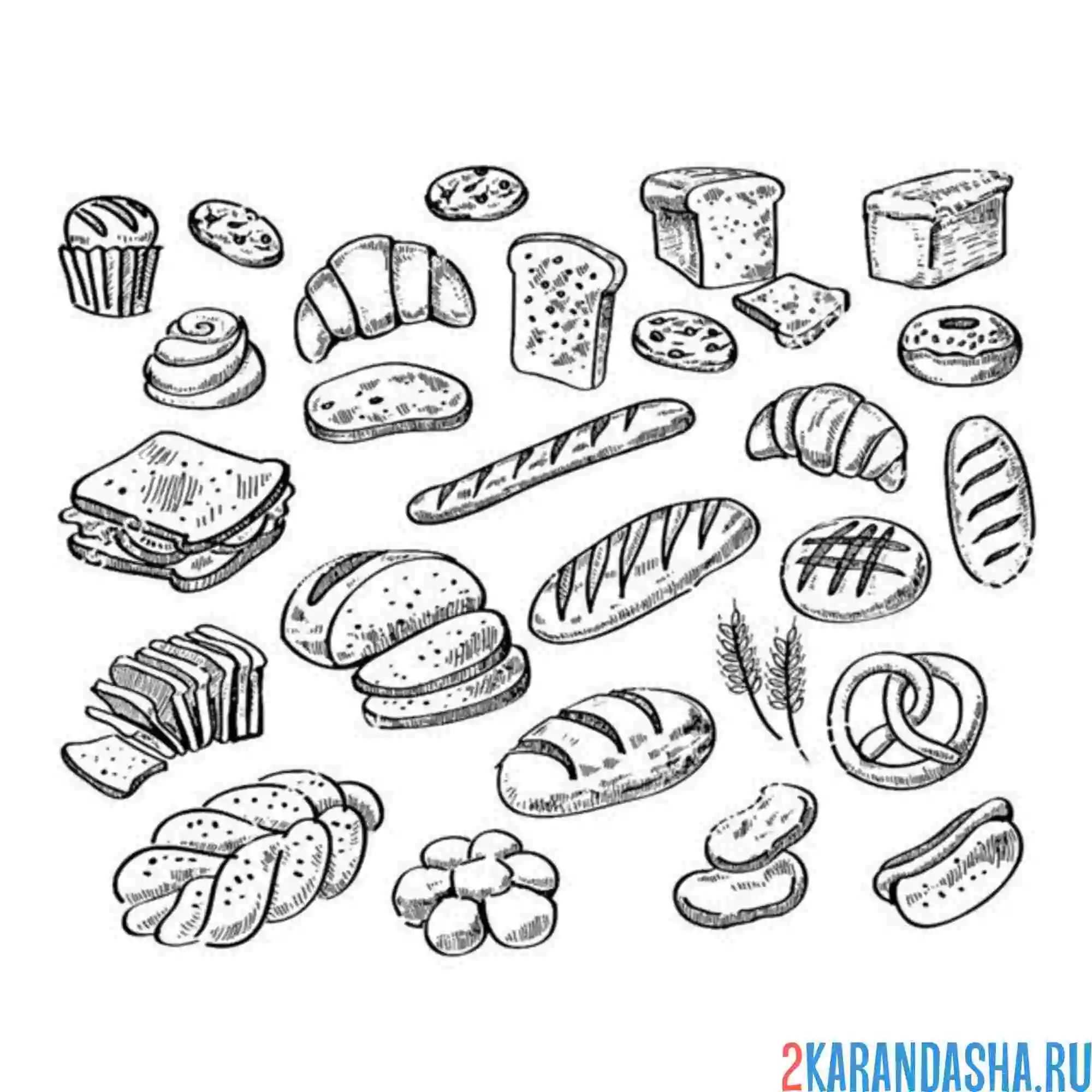 Раскраска хлеб бутерброды