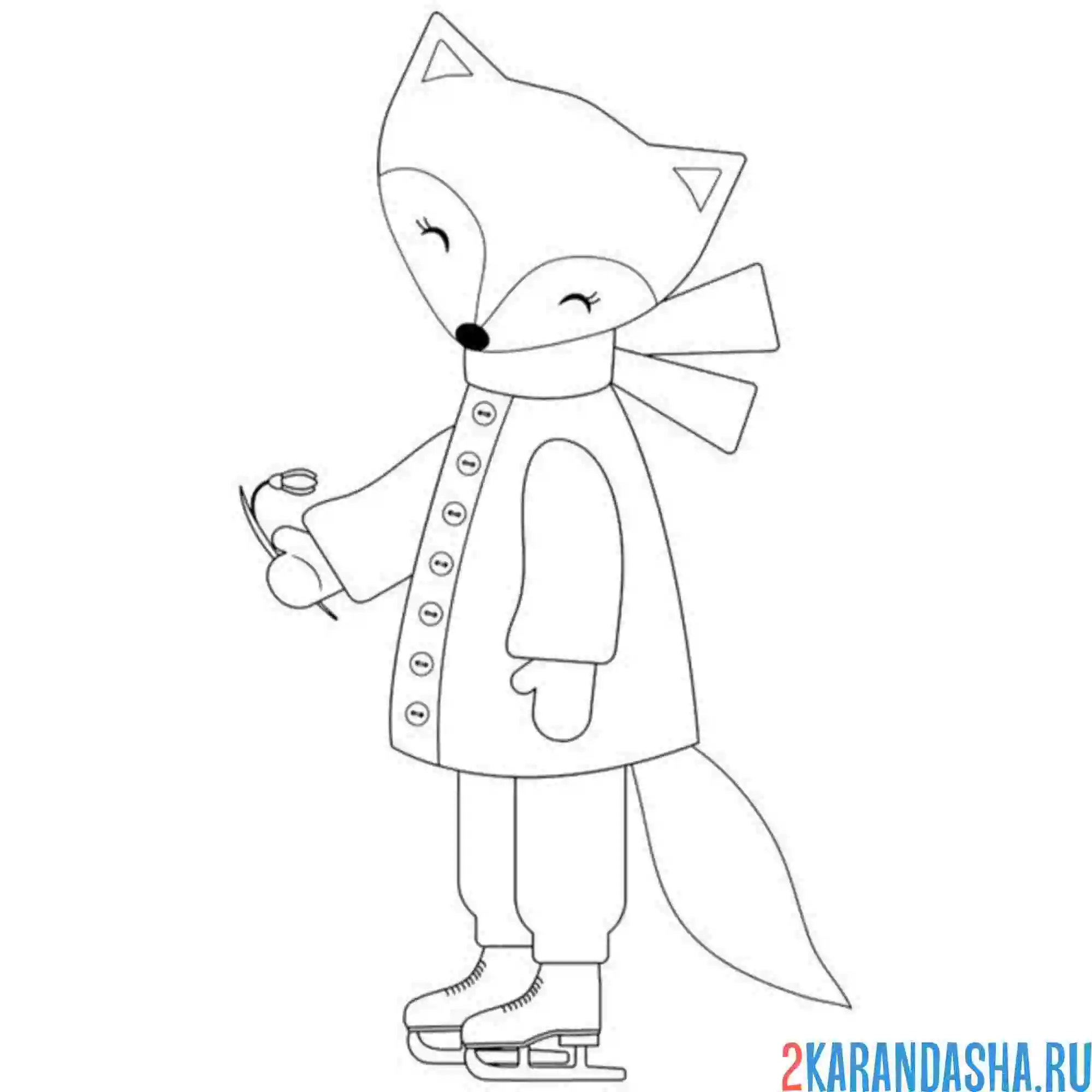 Раскраска лиса и подснежник