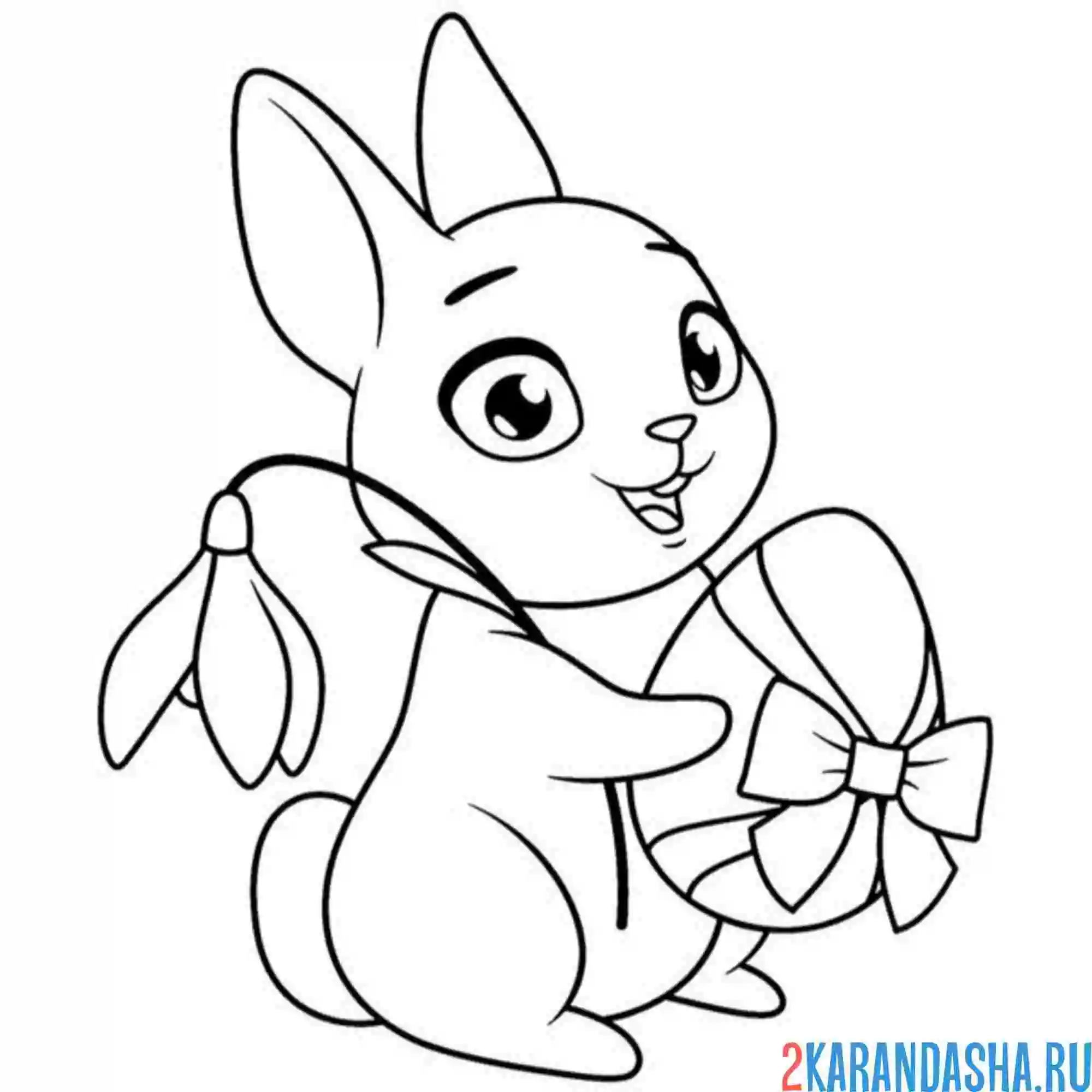 Раскраска подснежник и зайка