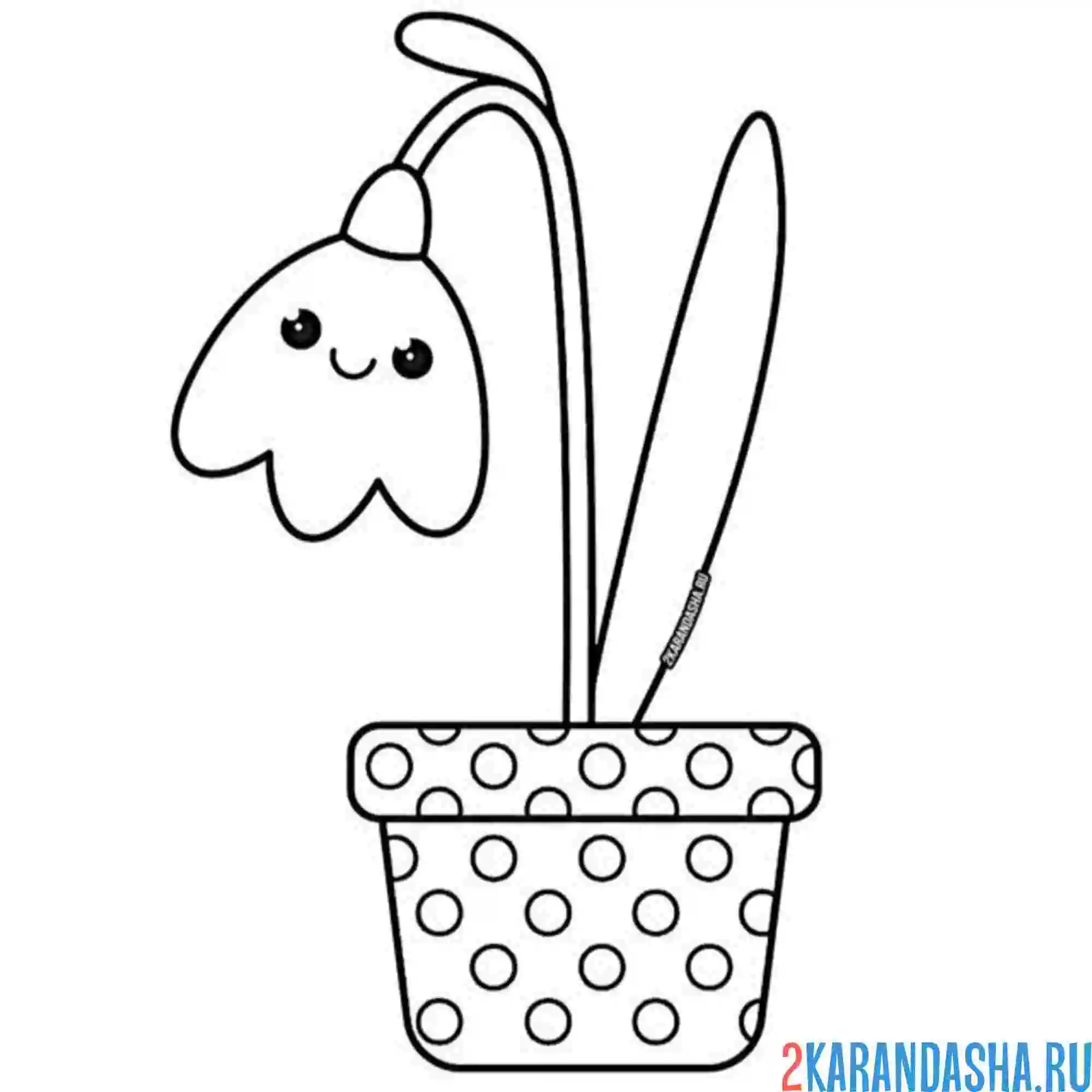 Раскраска подснежник кавай