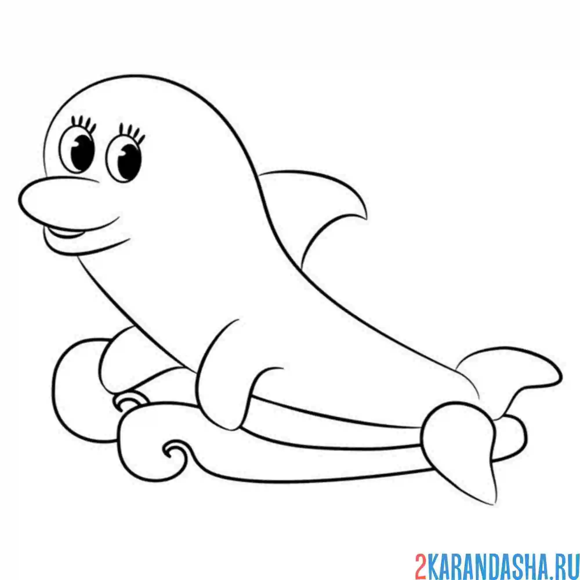 Раскраска дельфин простой