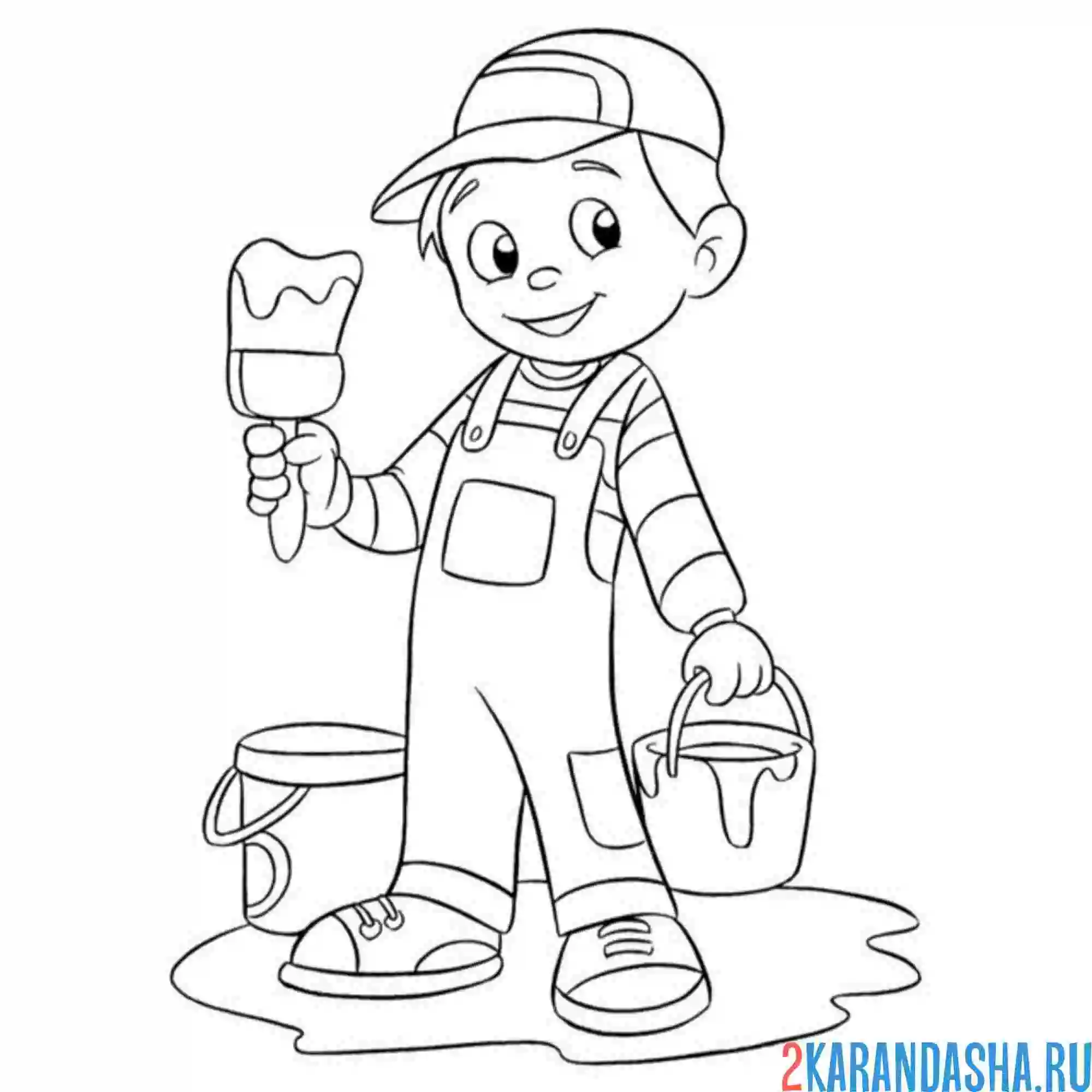 Раскраска профессия маляр-штукатур