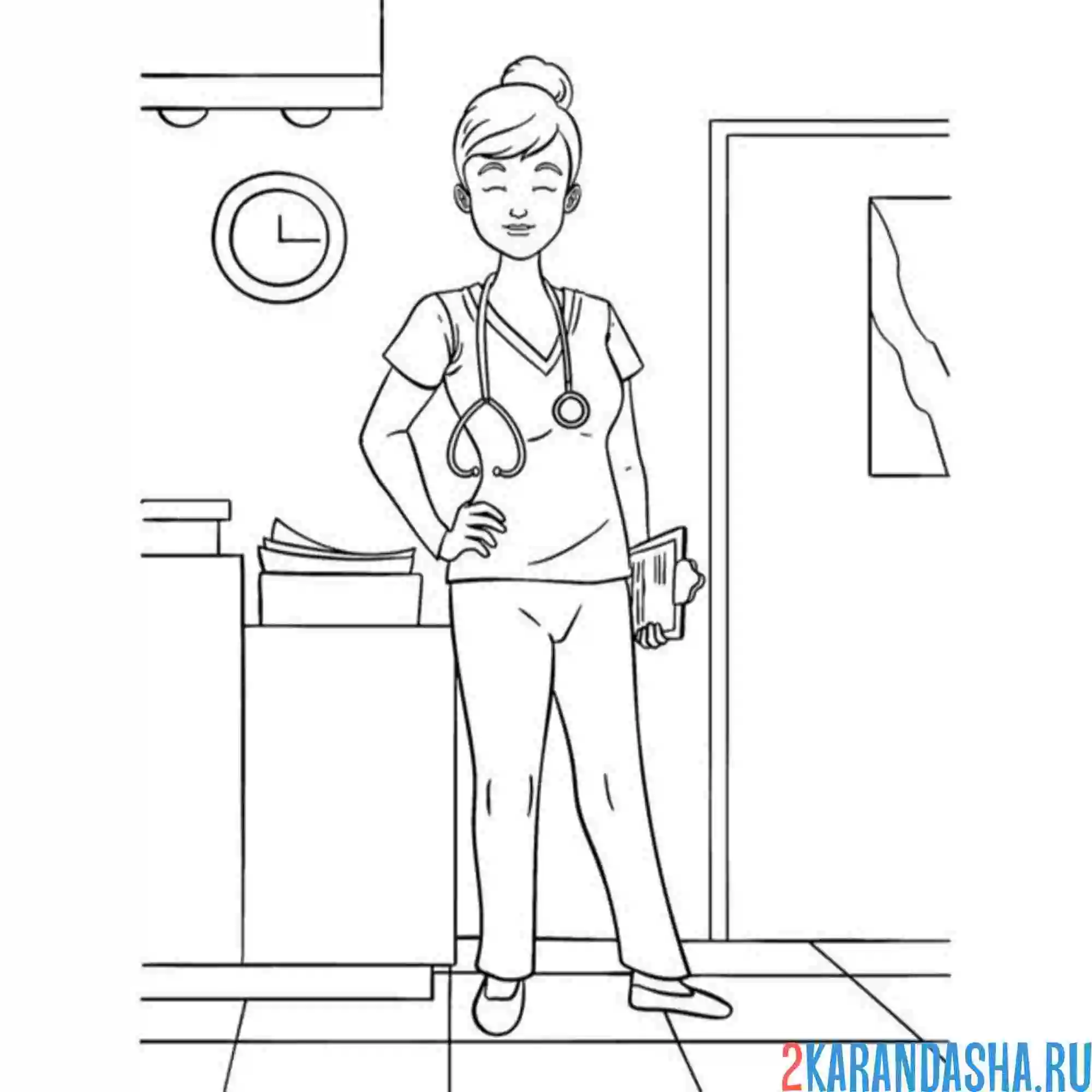 Раскраска профессия доктор терапевт