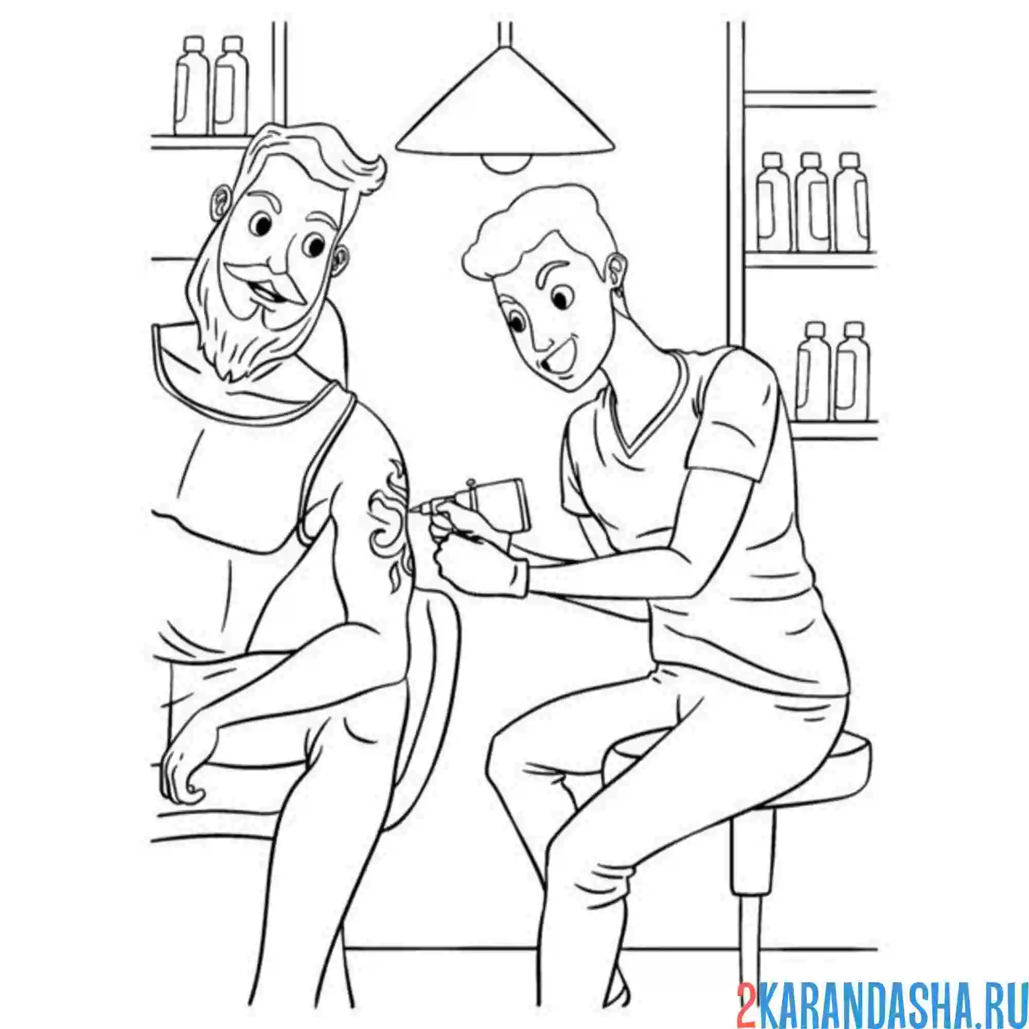 Раскраска профессия мастер тату татуировщик