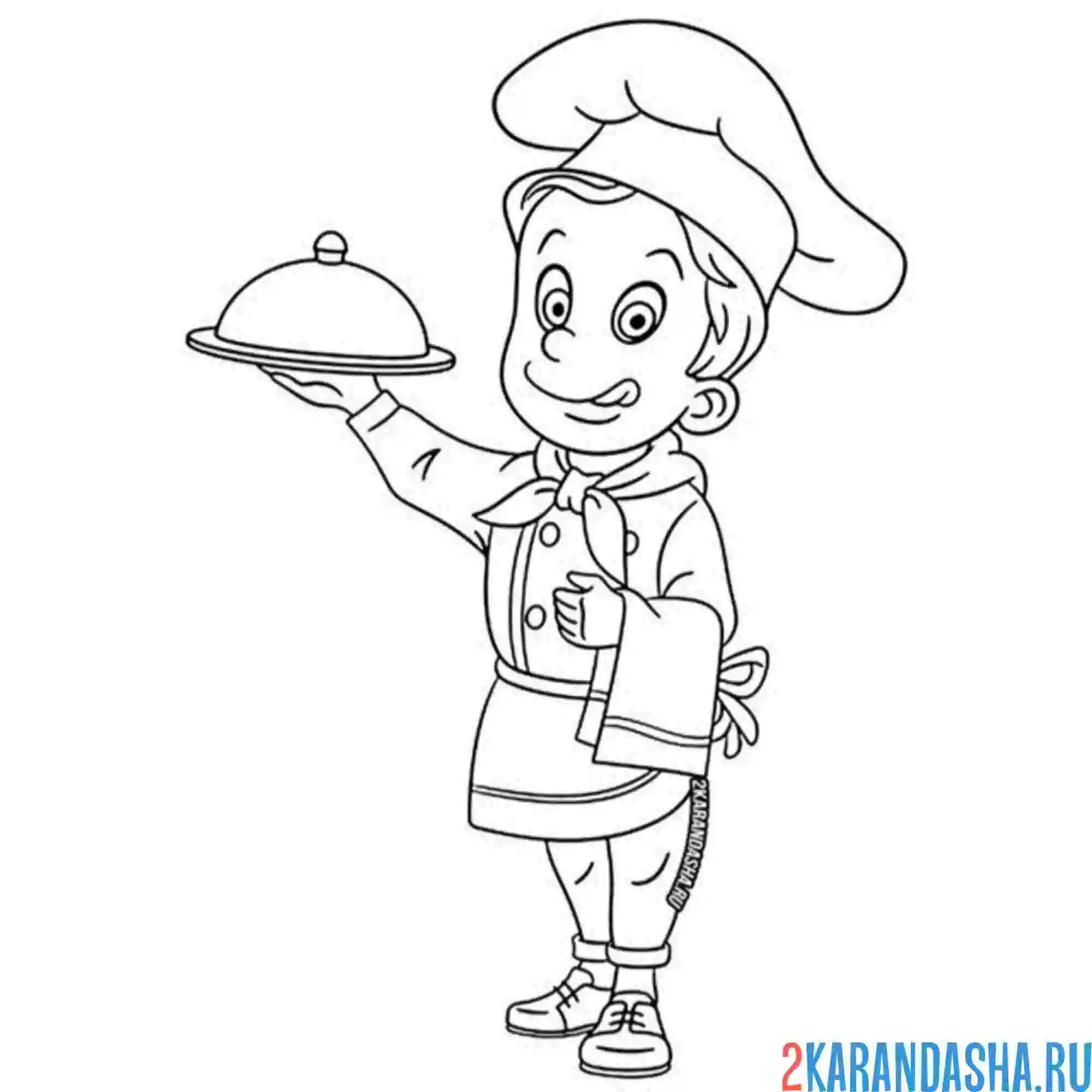 Раскраска молодой повар