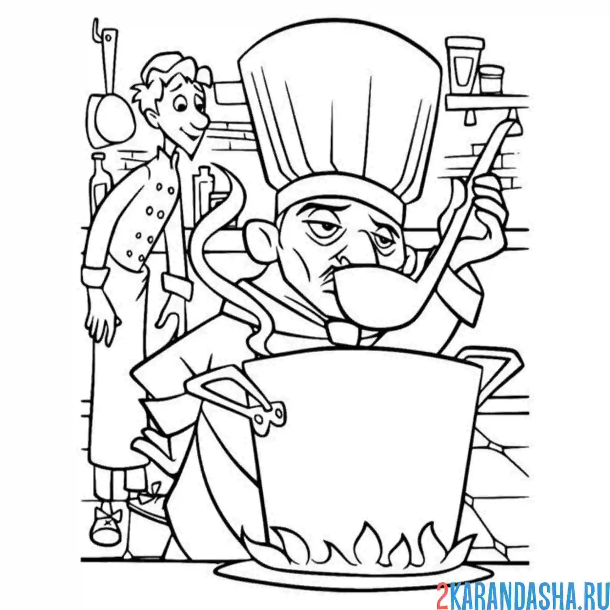 Раскраска повар рататуй пробует