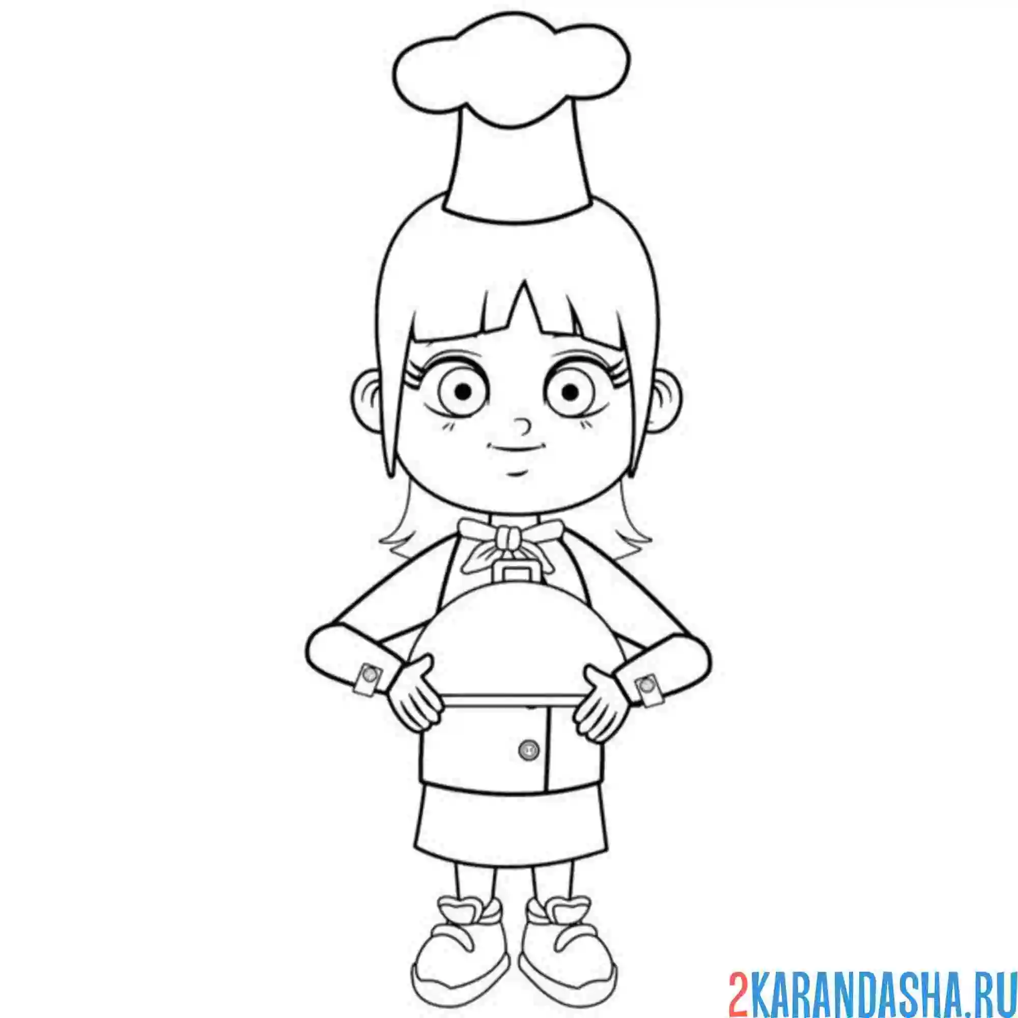 Раскраска девочка-поваренок