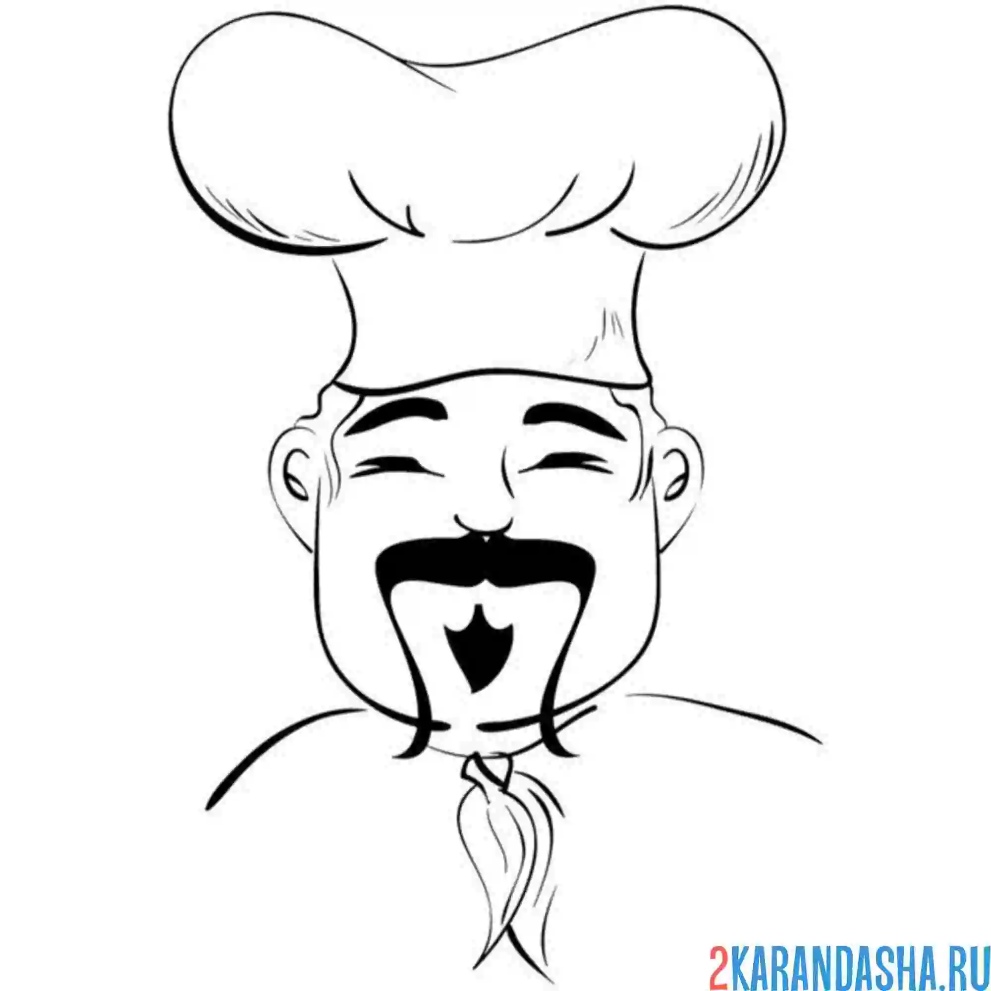 Раскраска повар с усами