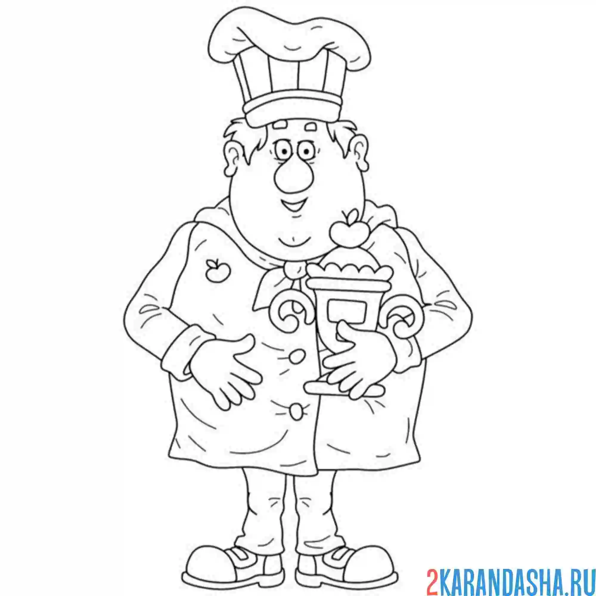 Раскраска повар и кубок
