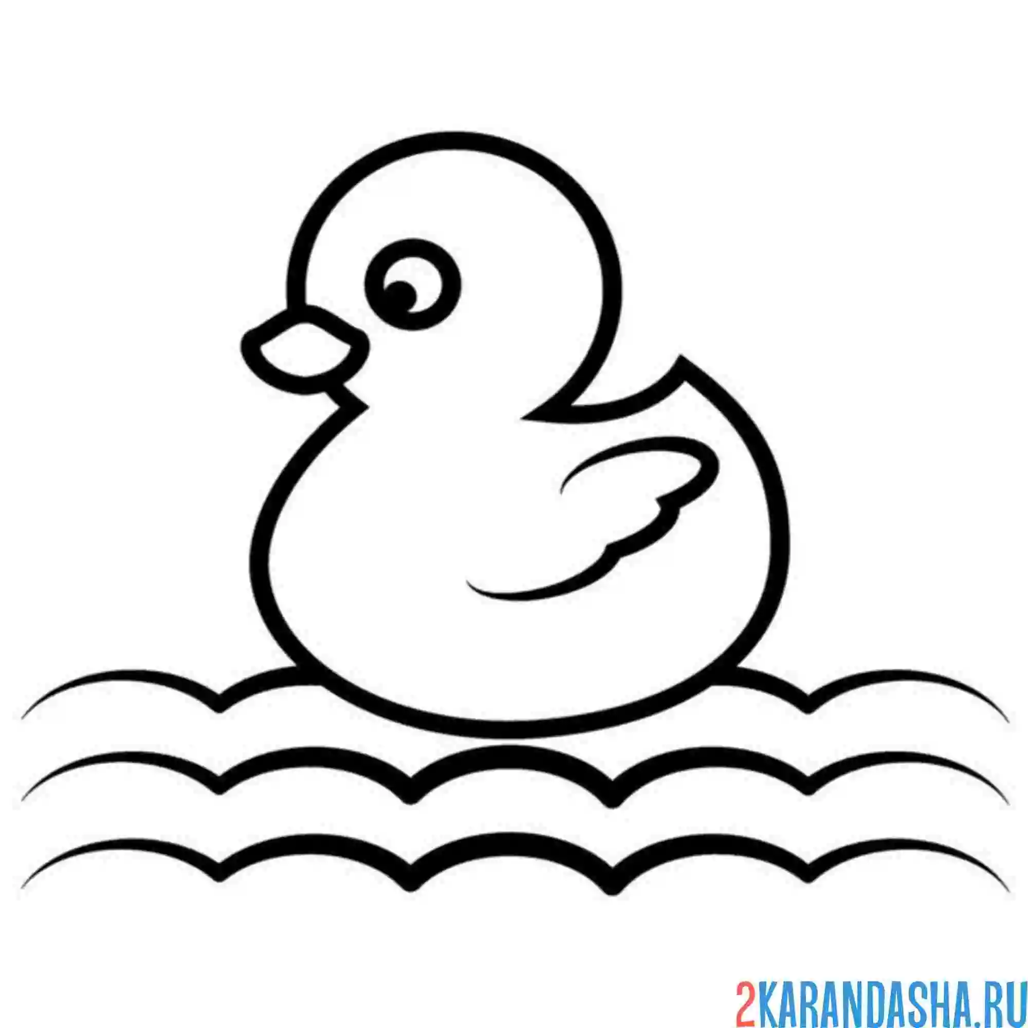Раскраска уточка на волнах