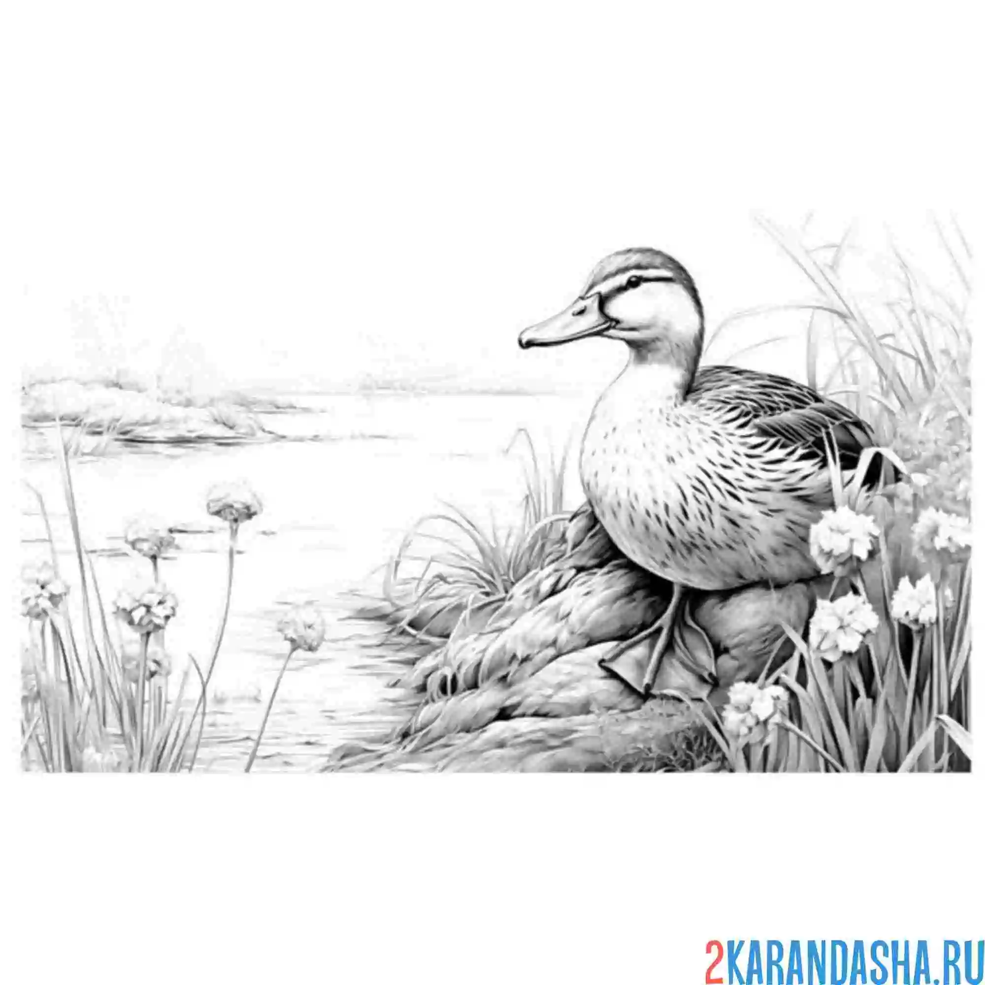 Раскраска настоящая живая утка