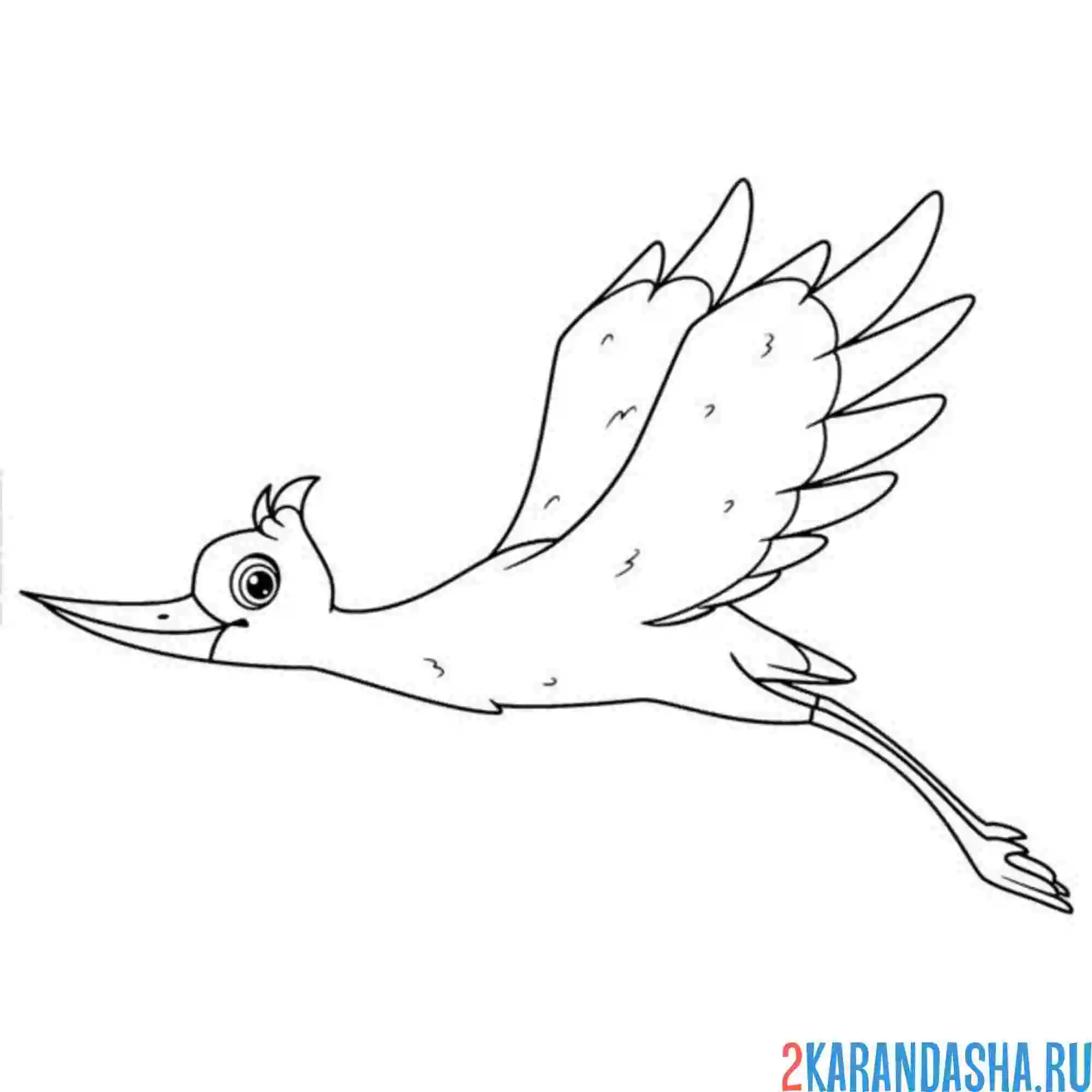 Раскраска аист в полете