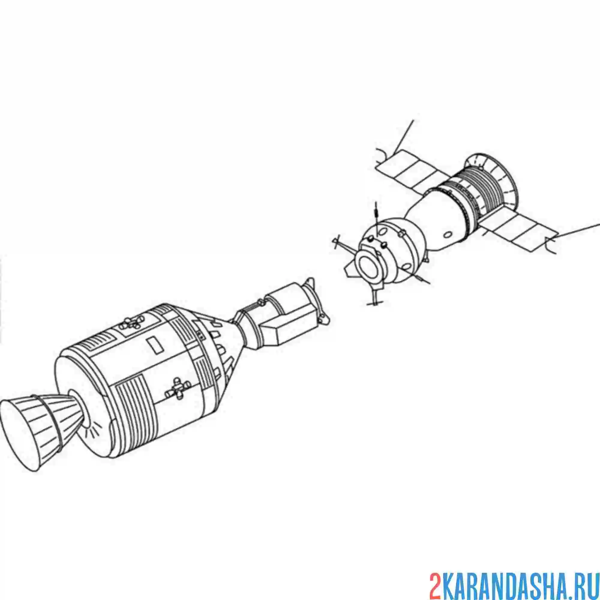 Раскраска стыковка космического корабля и станции