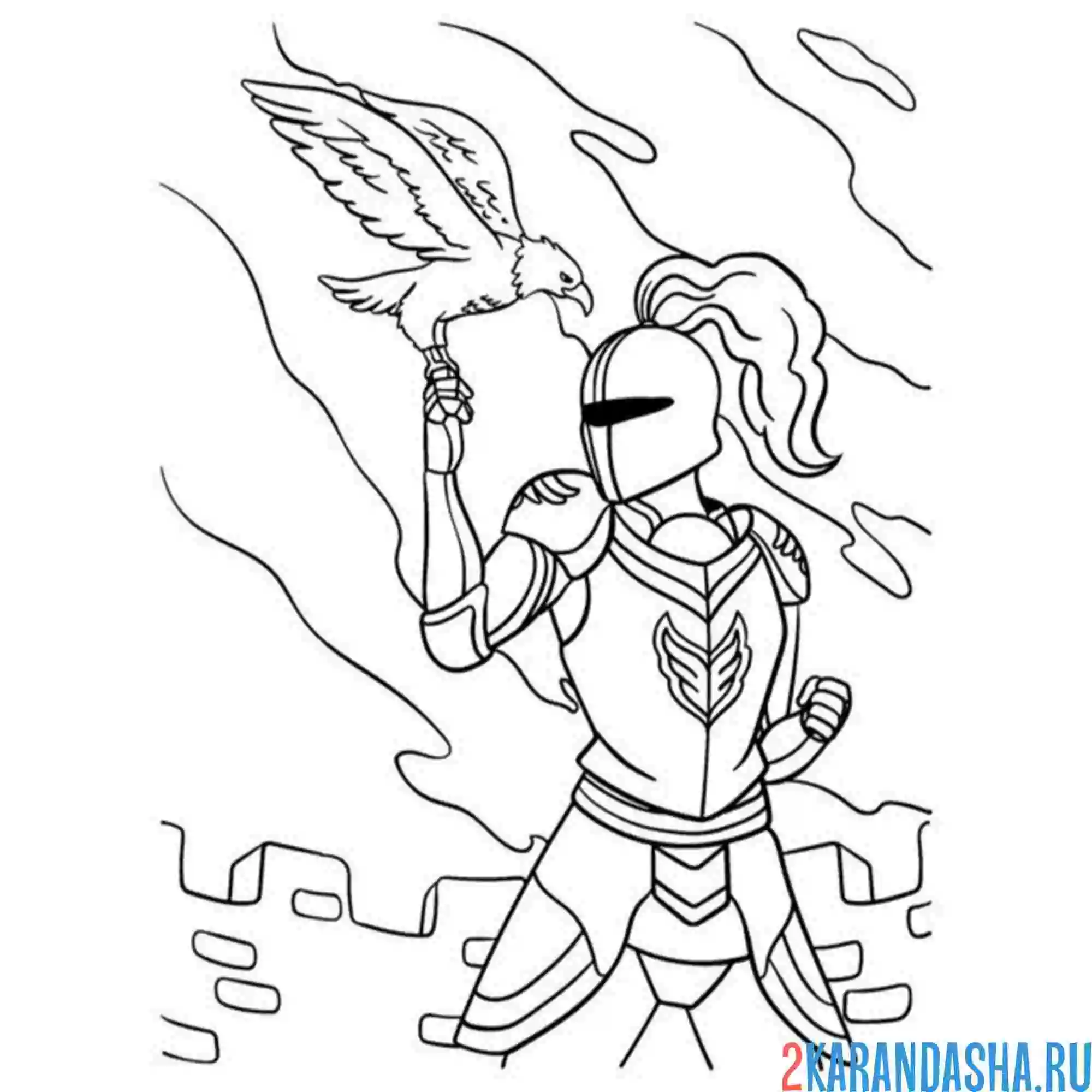 Раскраска орел и рыцарь