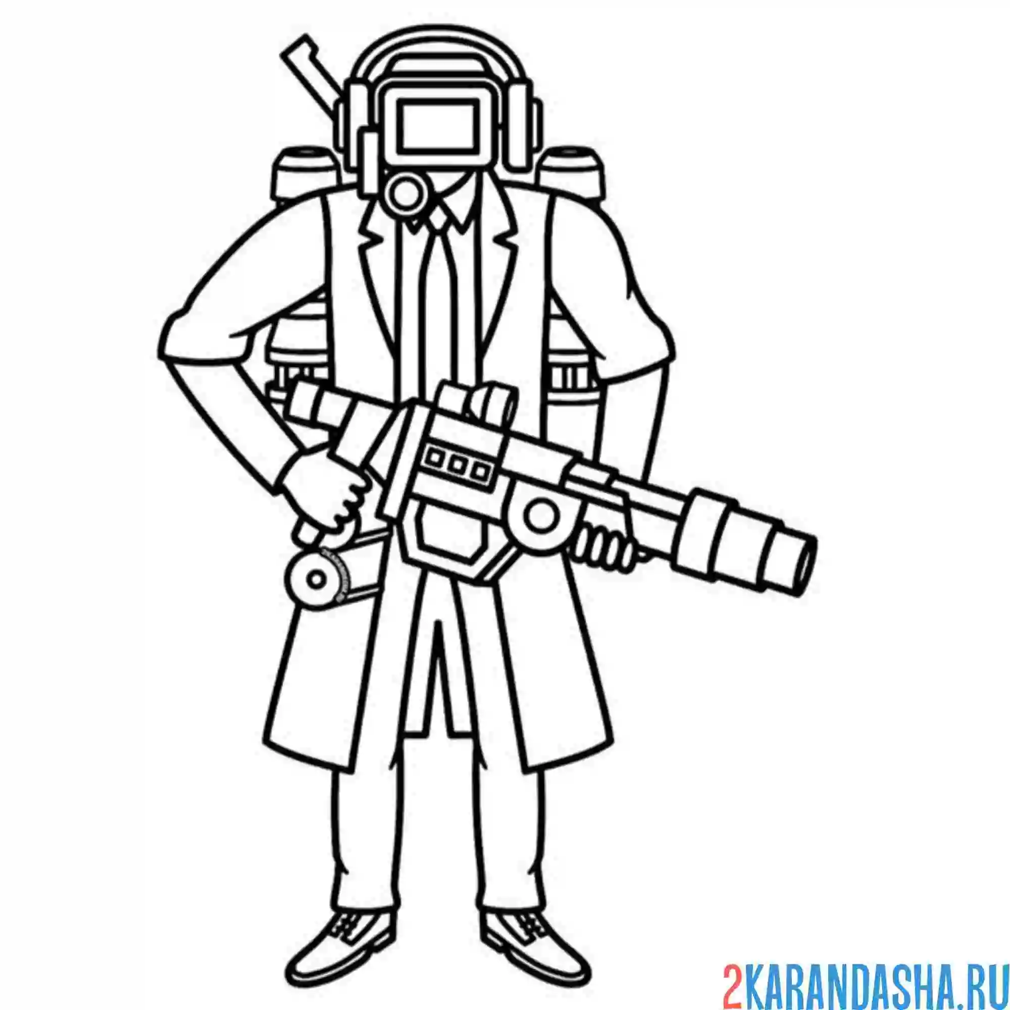 Раскраска вооруженный камерамен