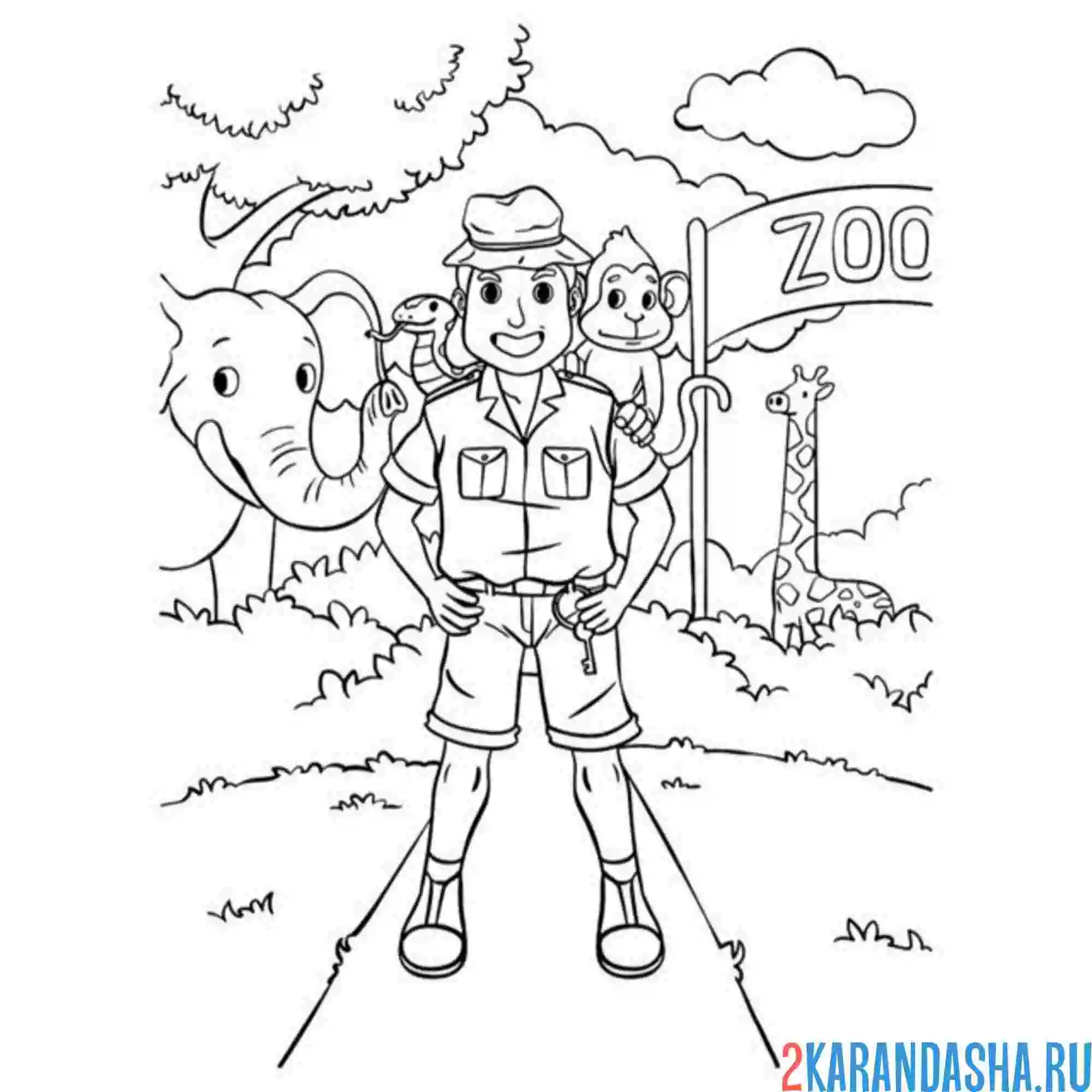 Раскраска работник зоопарка