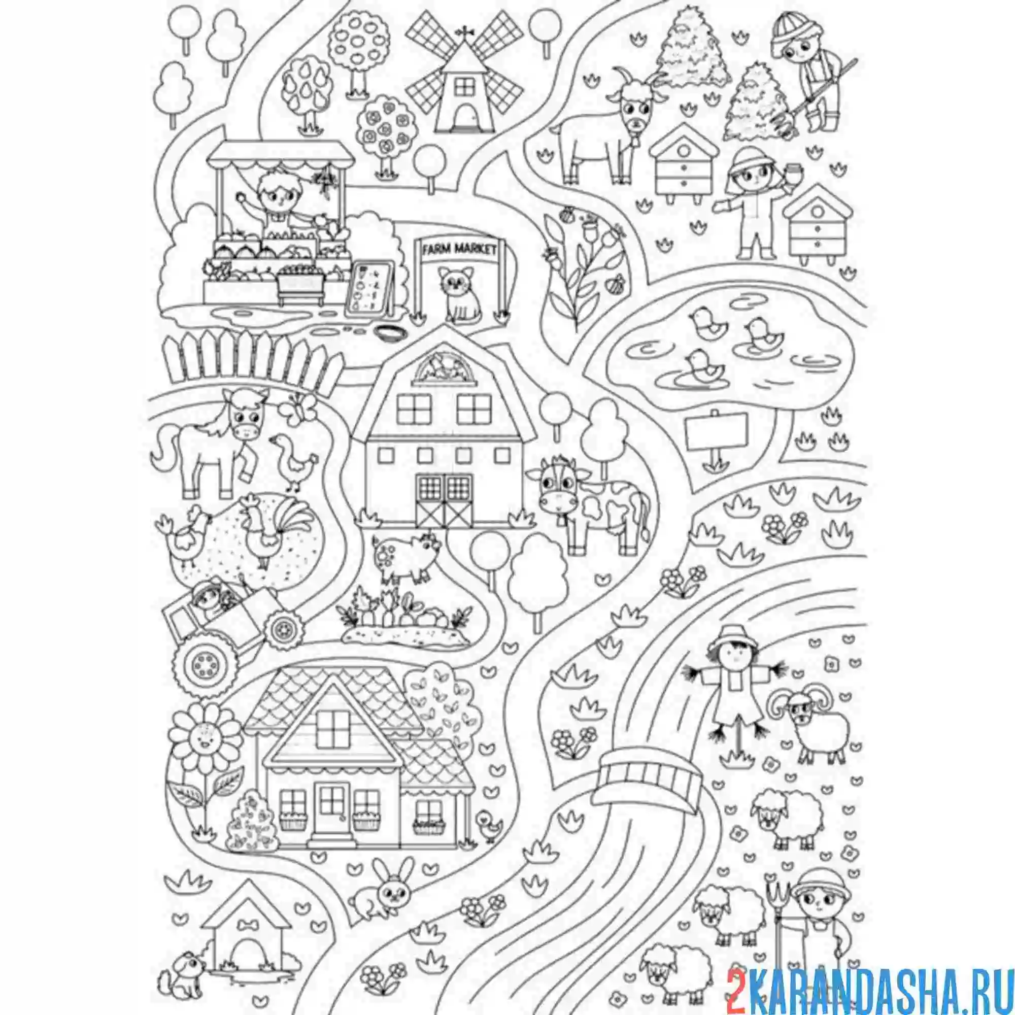 Раскраска прогулка по зоопарку