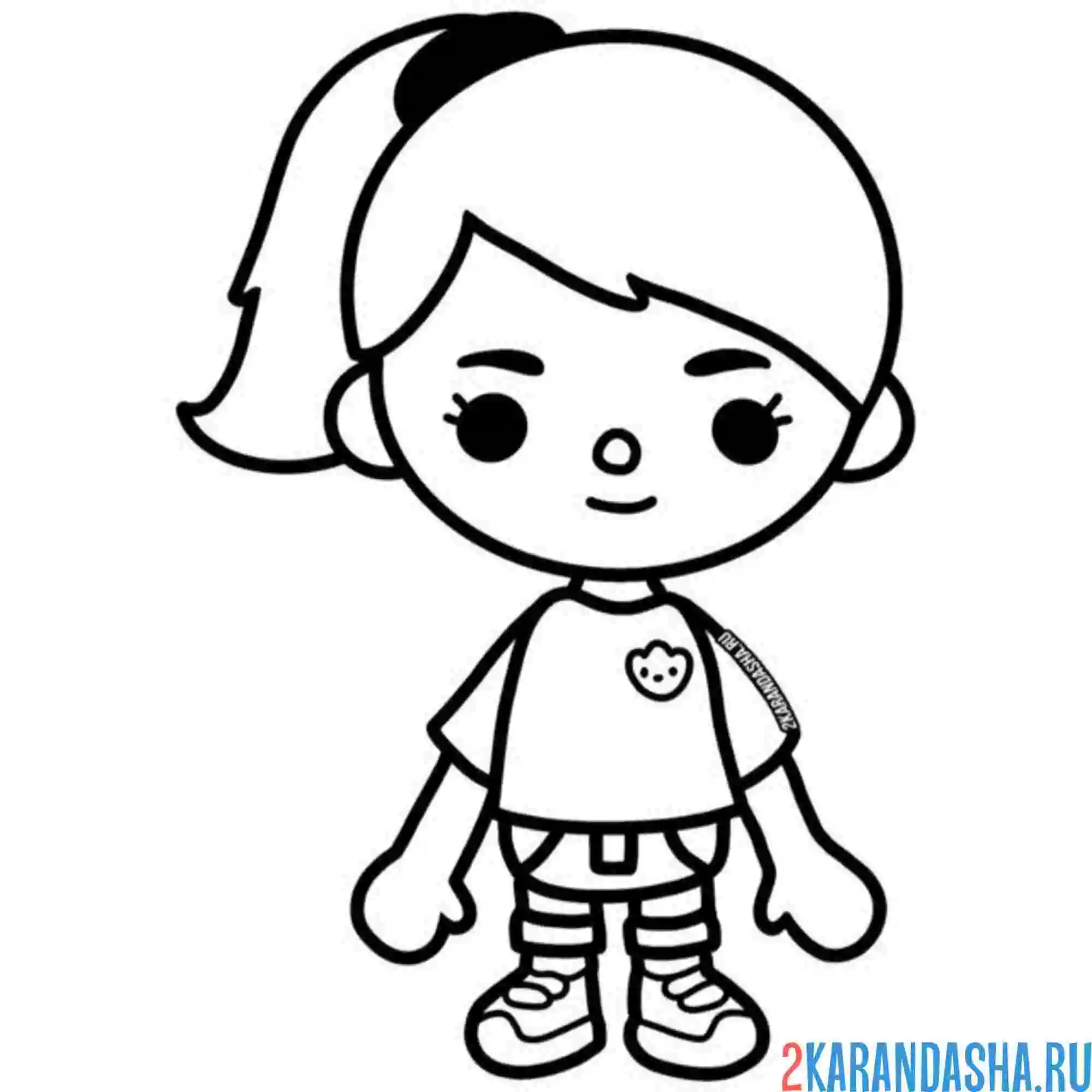 Раскраска тока бока девочка с хвостиком
