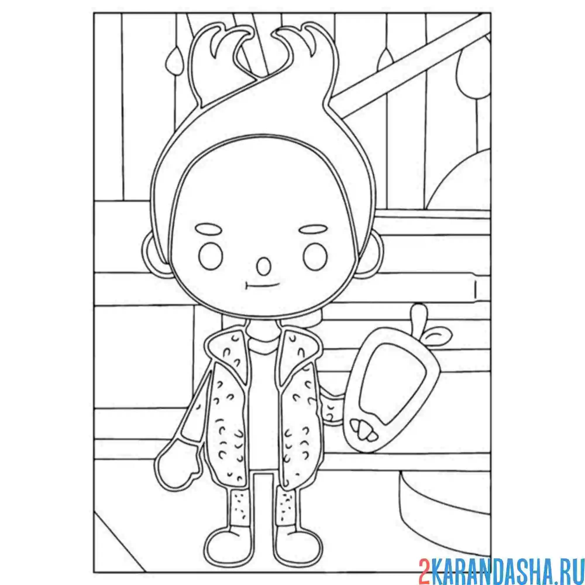 Раскраска тока бока мальчик и телефон