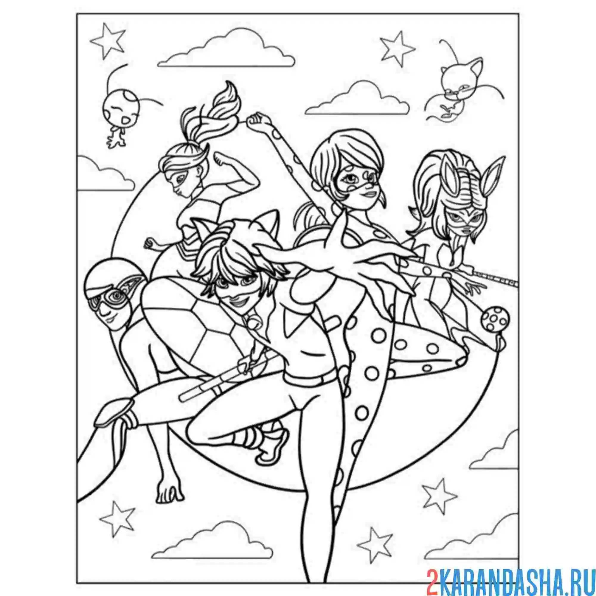 Раскраска суперкоманда леди баг