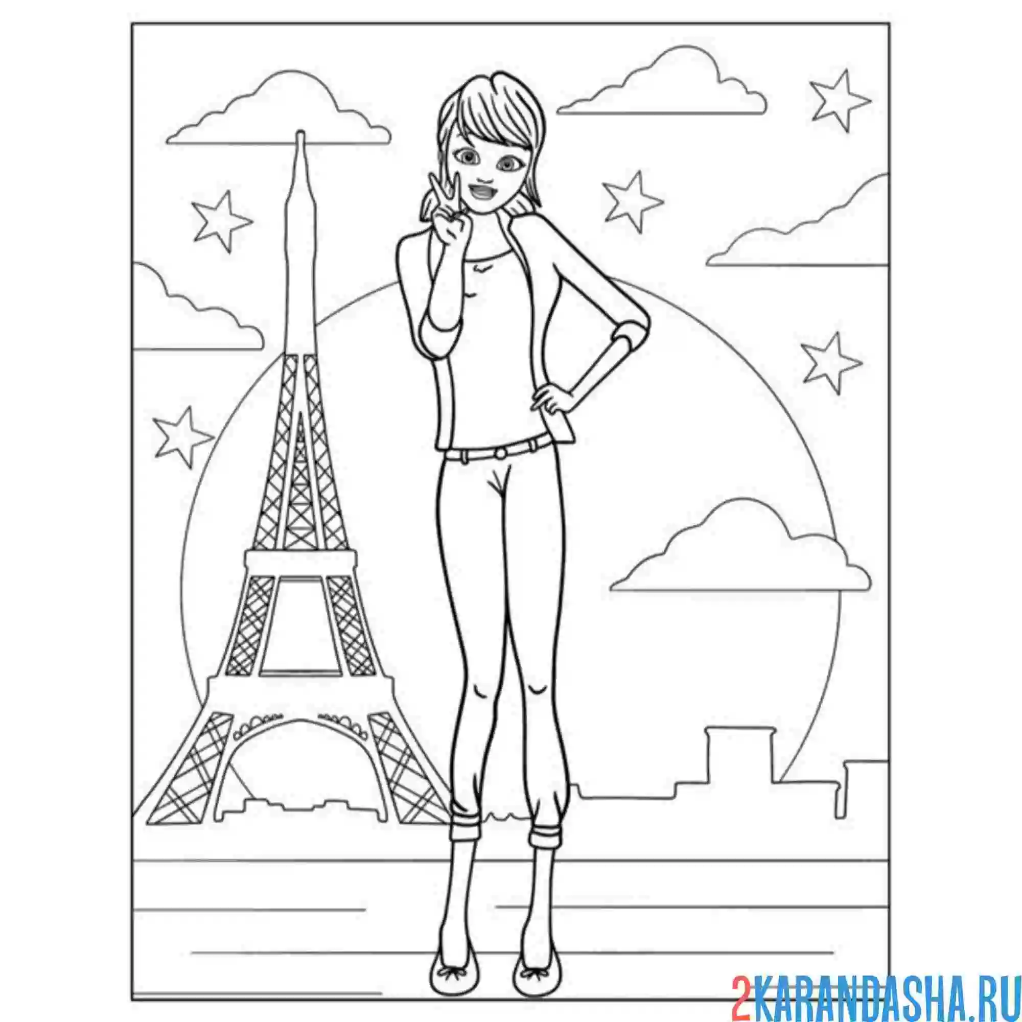 Раскраска леди баг и париж