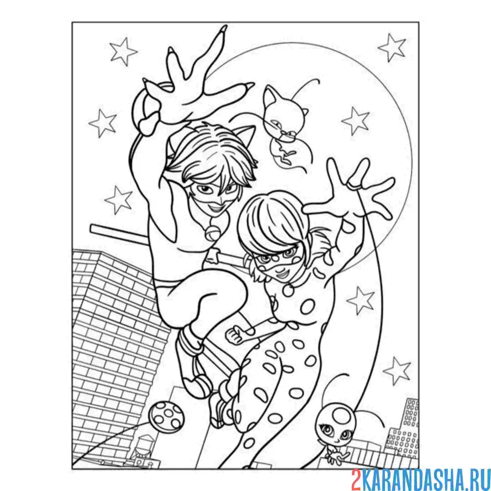 Раскраска команда леди баг и супер-кот