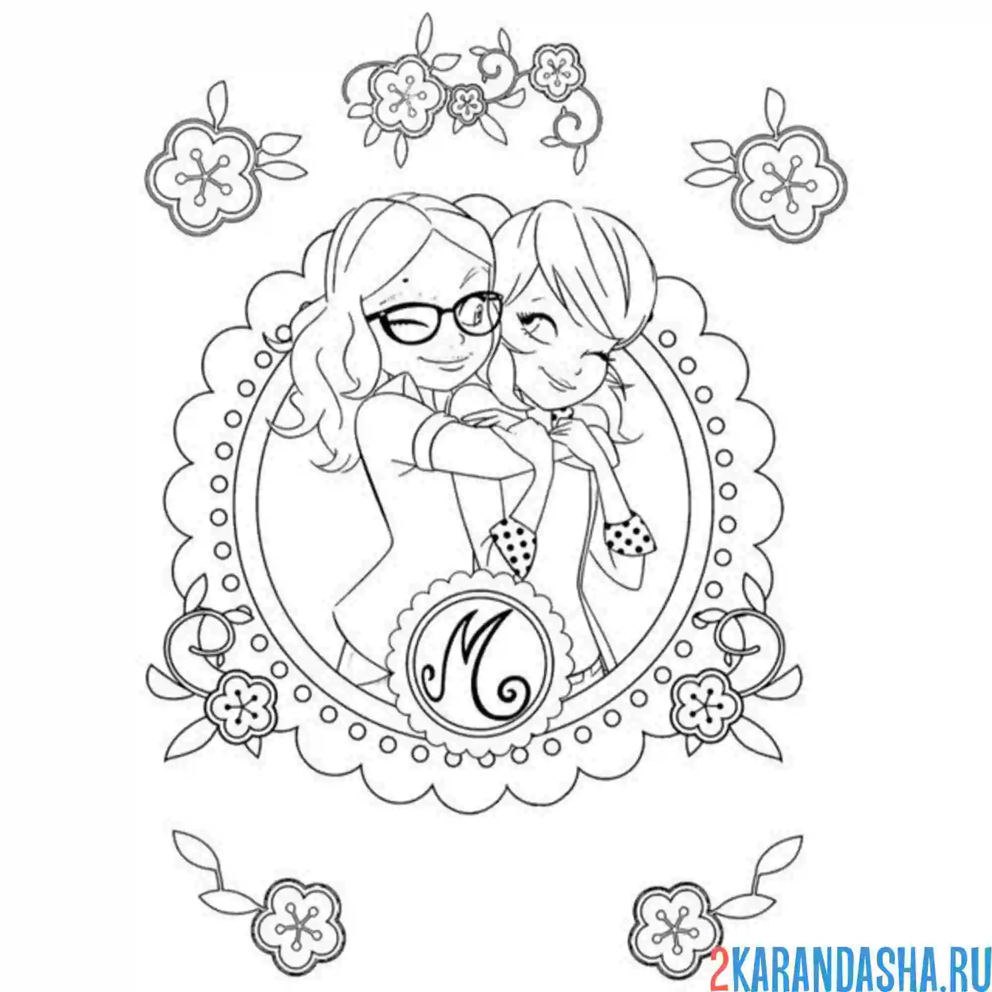 Раскраска аля и маринетт