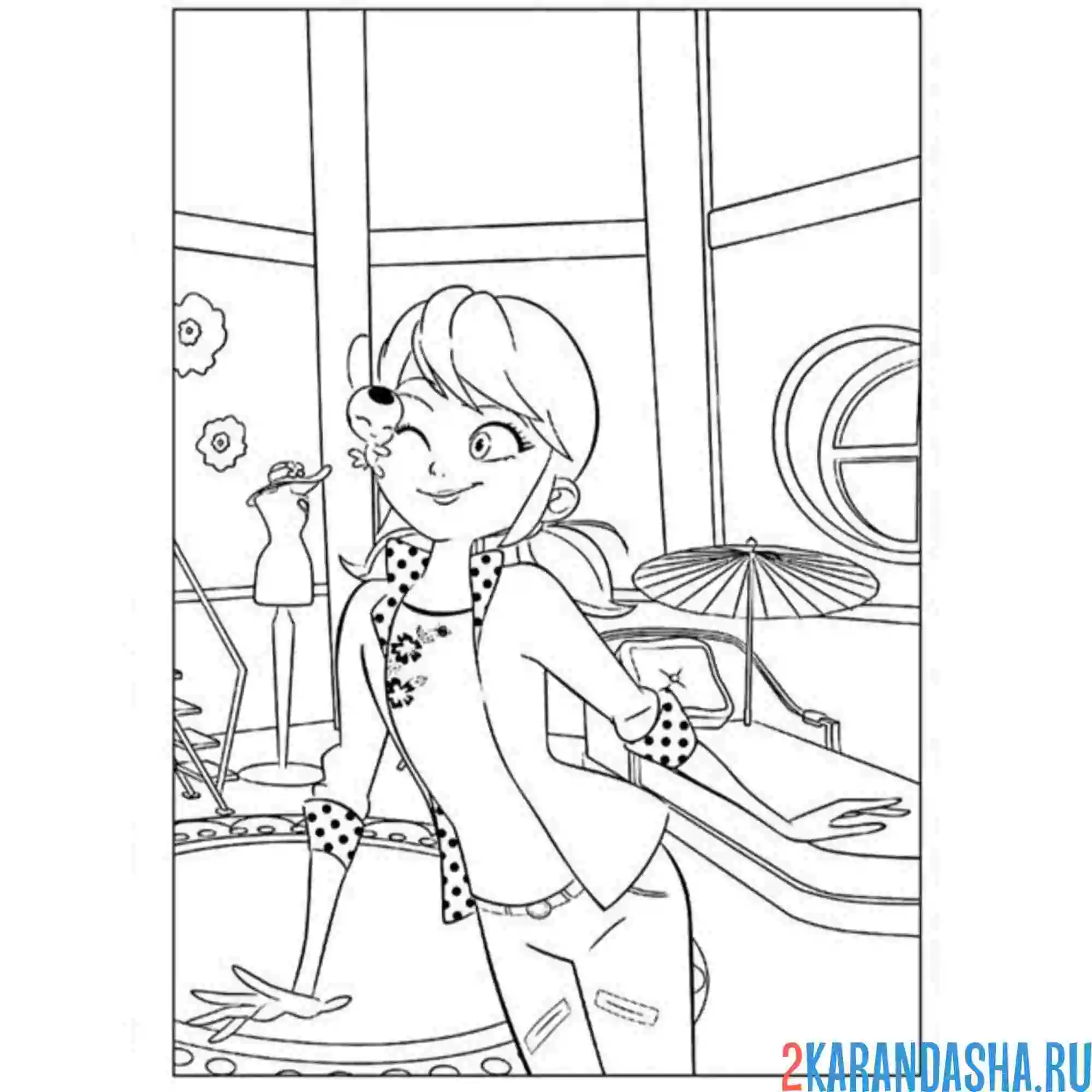 Раскраска леди баг шопится