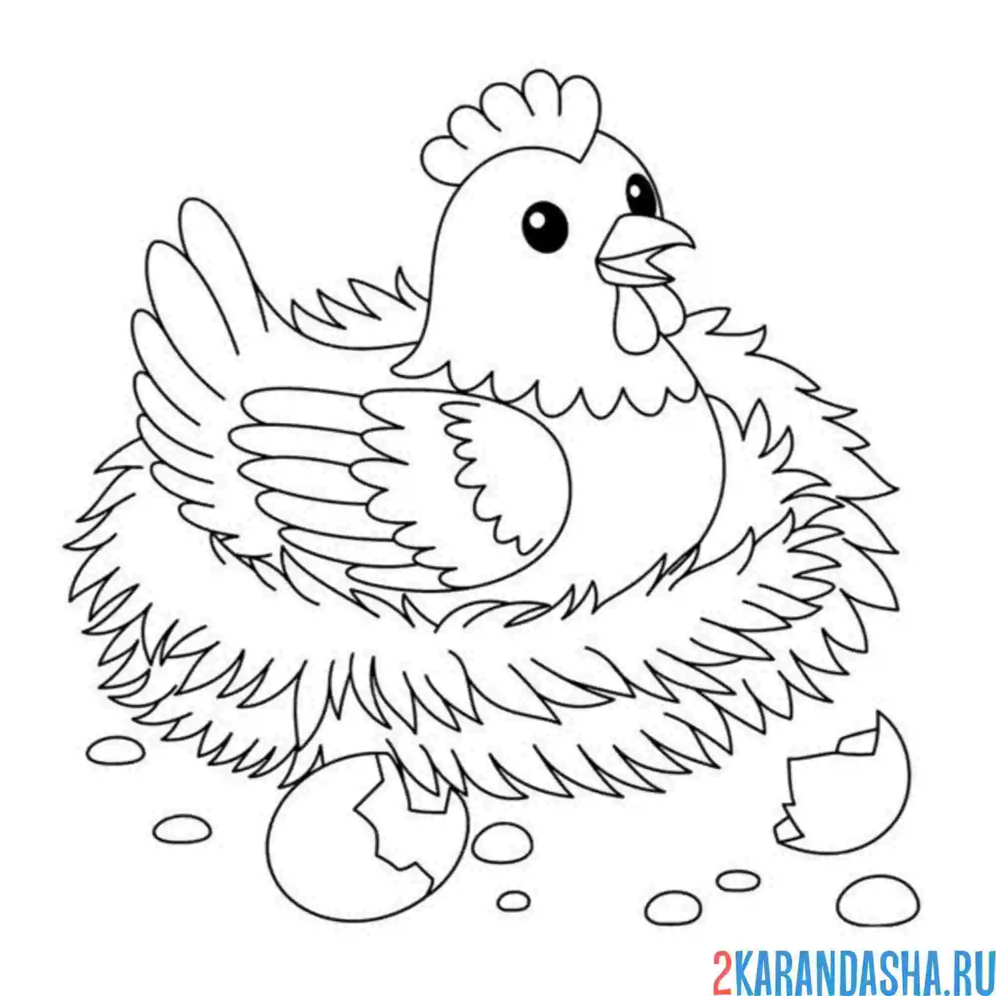 Раскраска курочка и яйцо