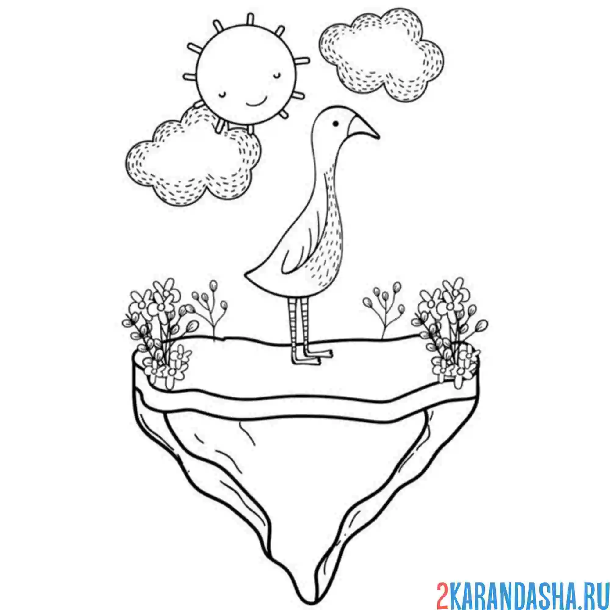 Раскраска гусь картинка