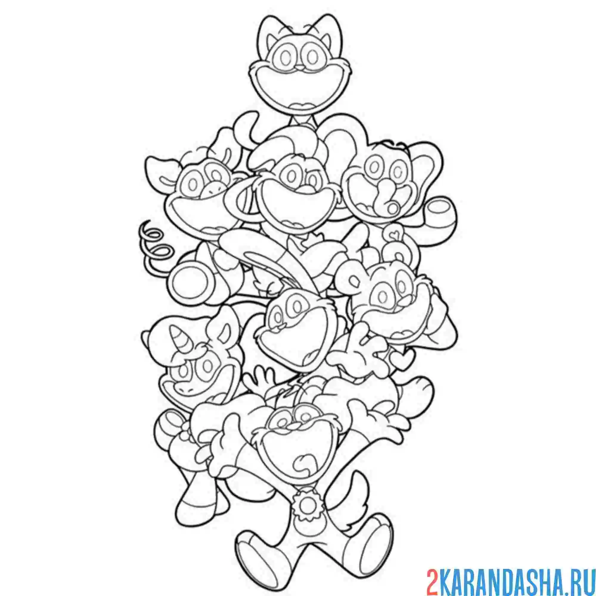 Раскраска catnap из smiling critters