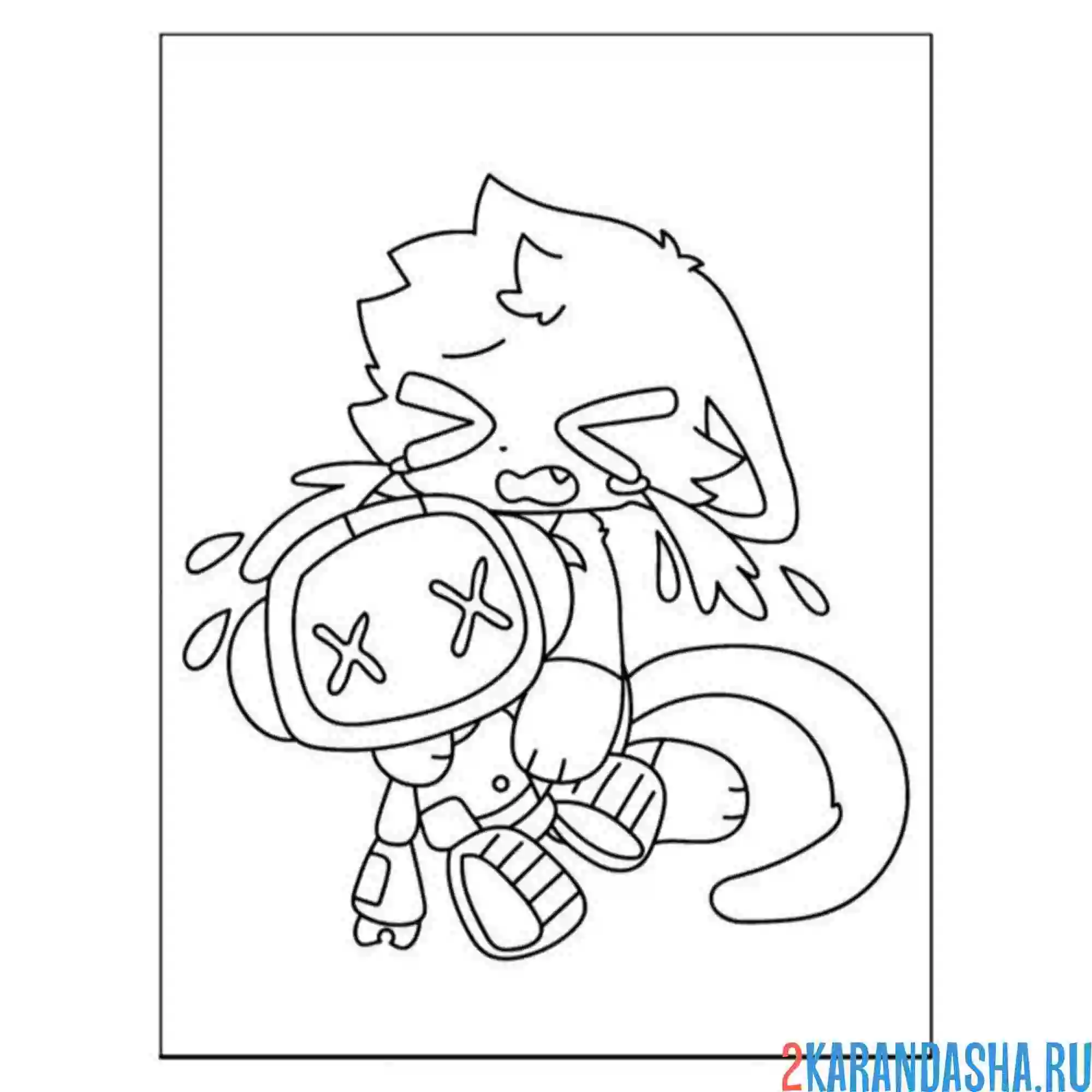 Раскраска catnap плачет