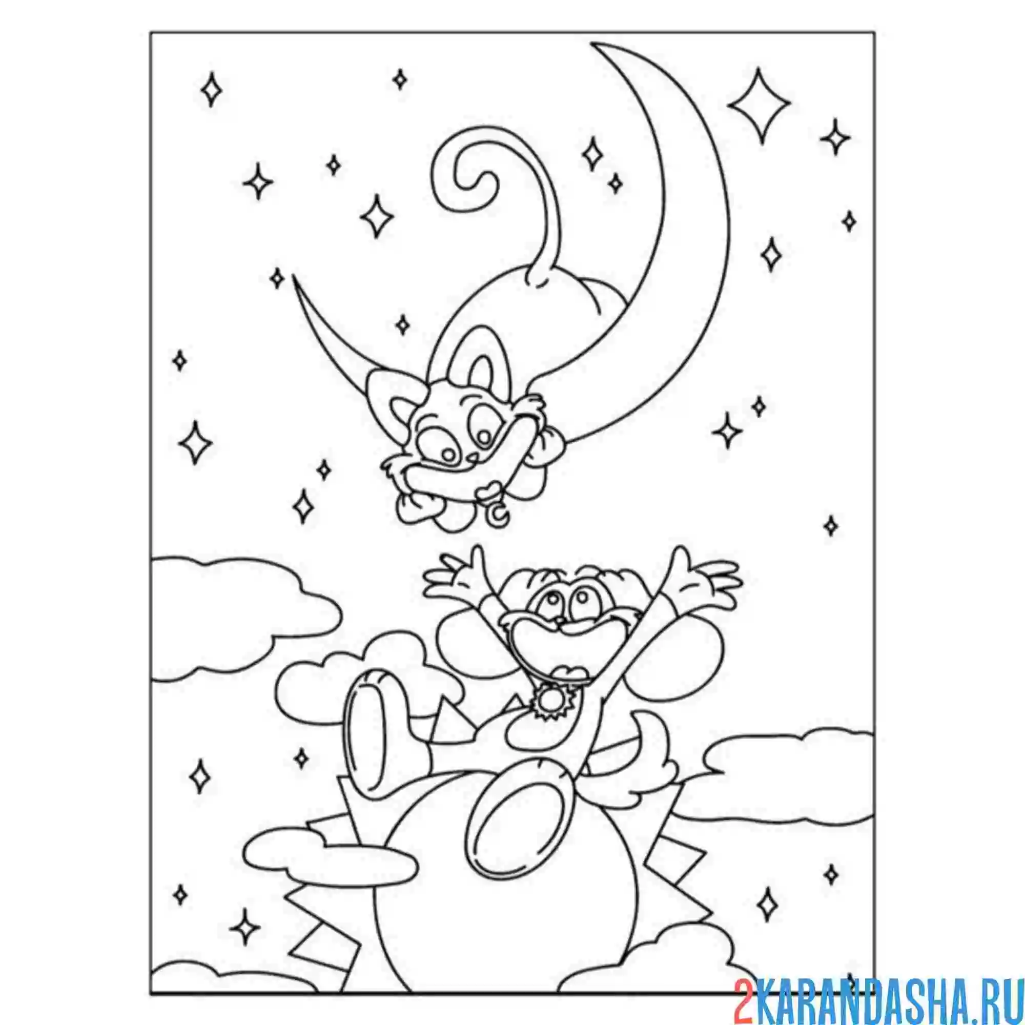 Раскраска dogday с catnap