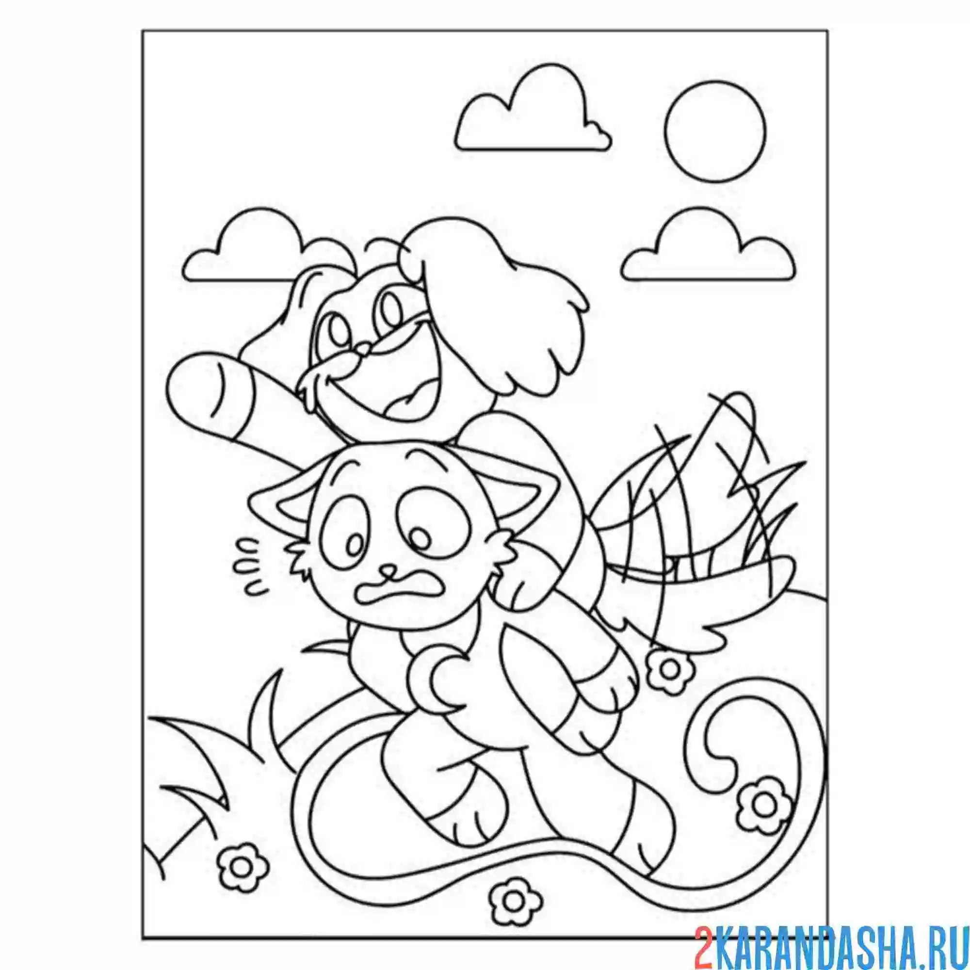 Раскраска catnap развлекается