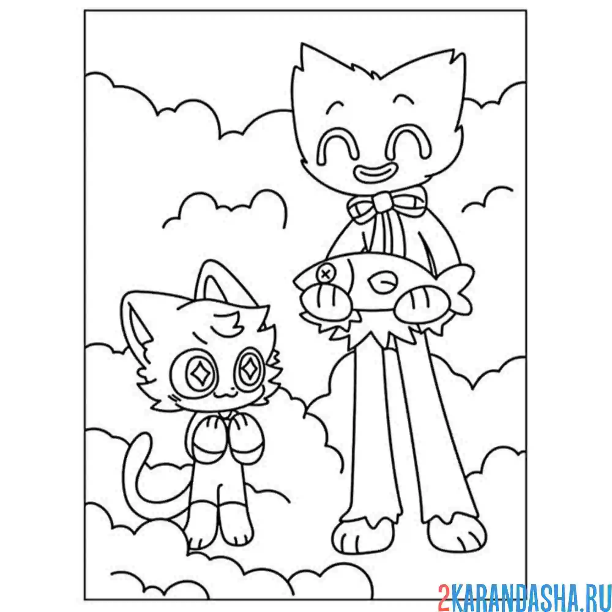 Раскраска catnap и хагги вагги