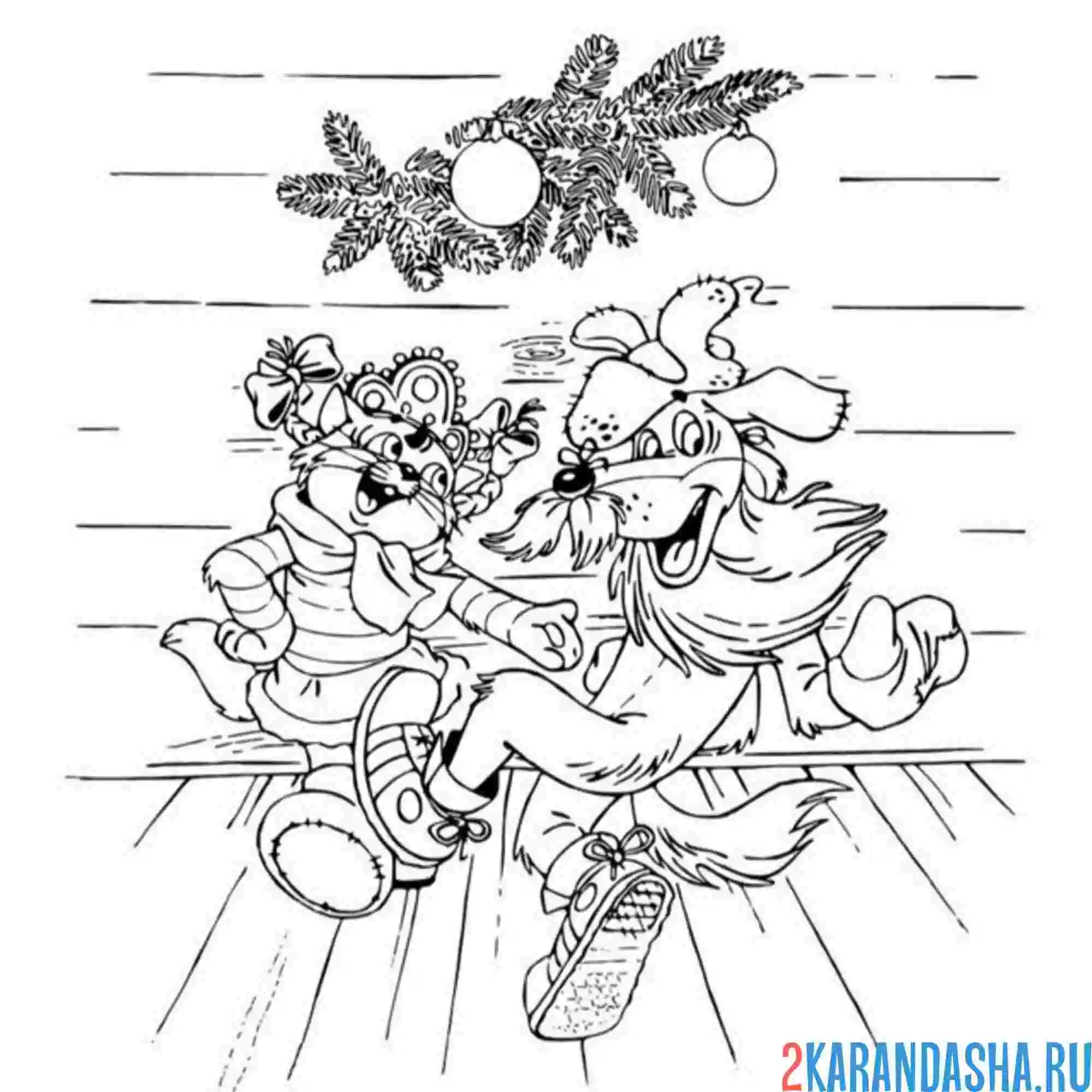 Раскраска простоквашино новый год