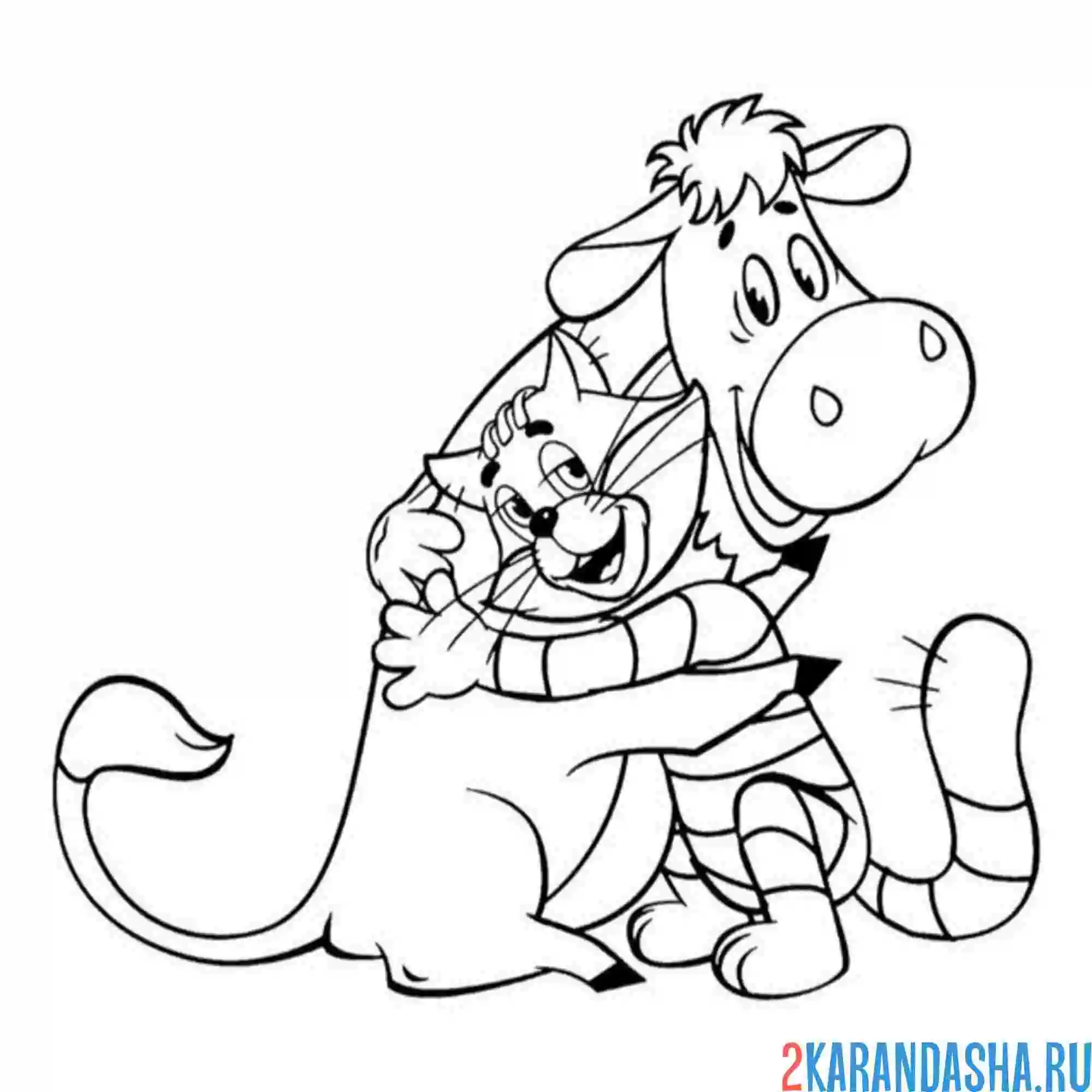 Раскраска любовь мурки и матроскина