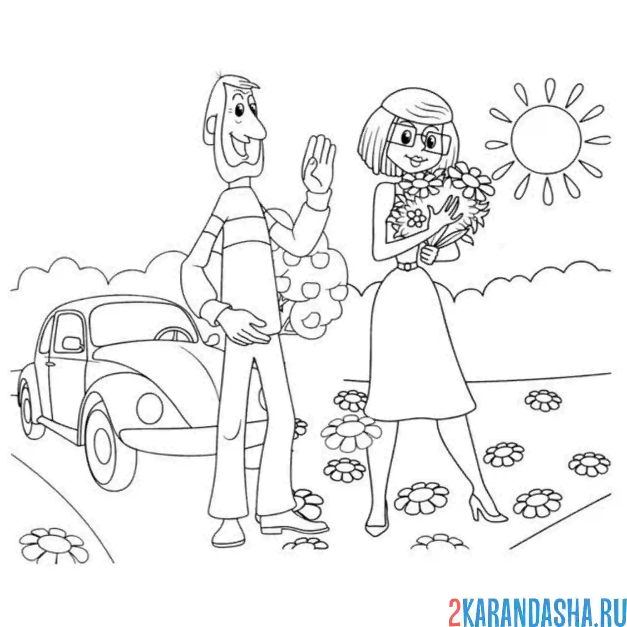 Раскраска папа и мама в простоквашино