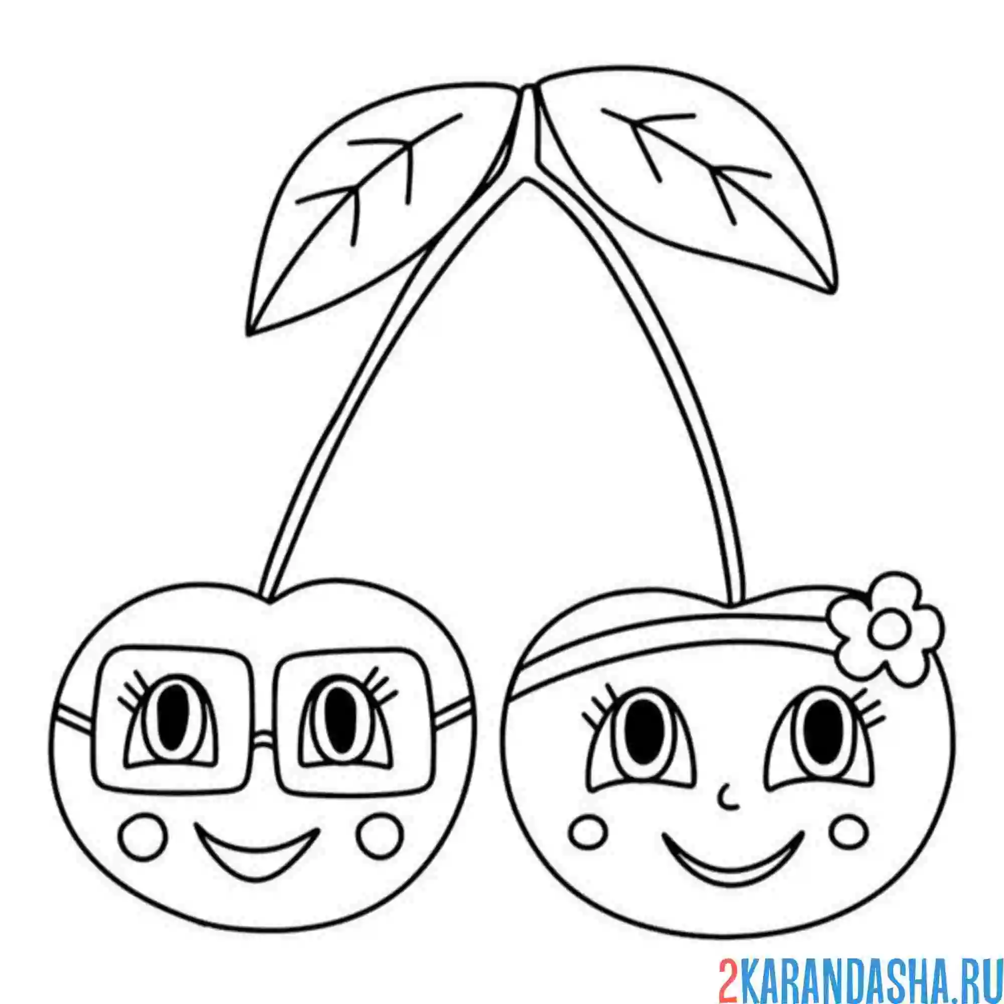 Раскраска вишня мальчик и девочка