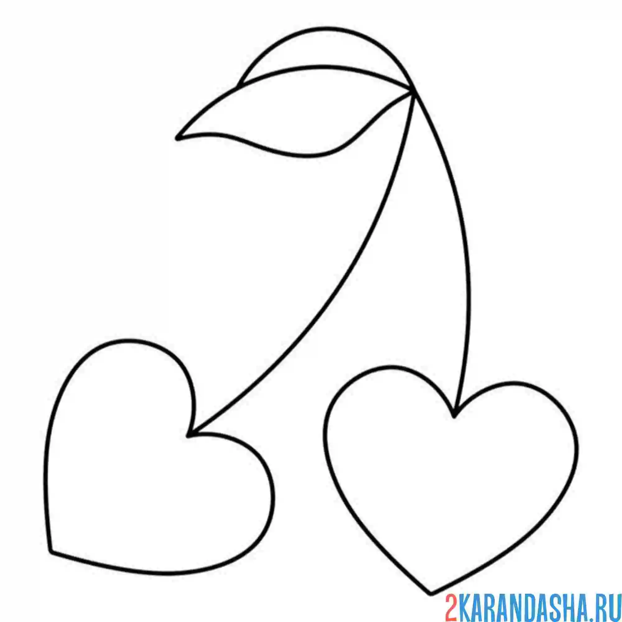 Раскраска черешня вишня сердечки