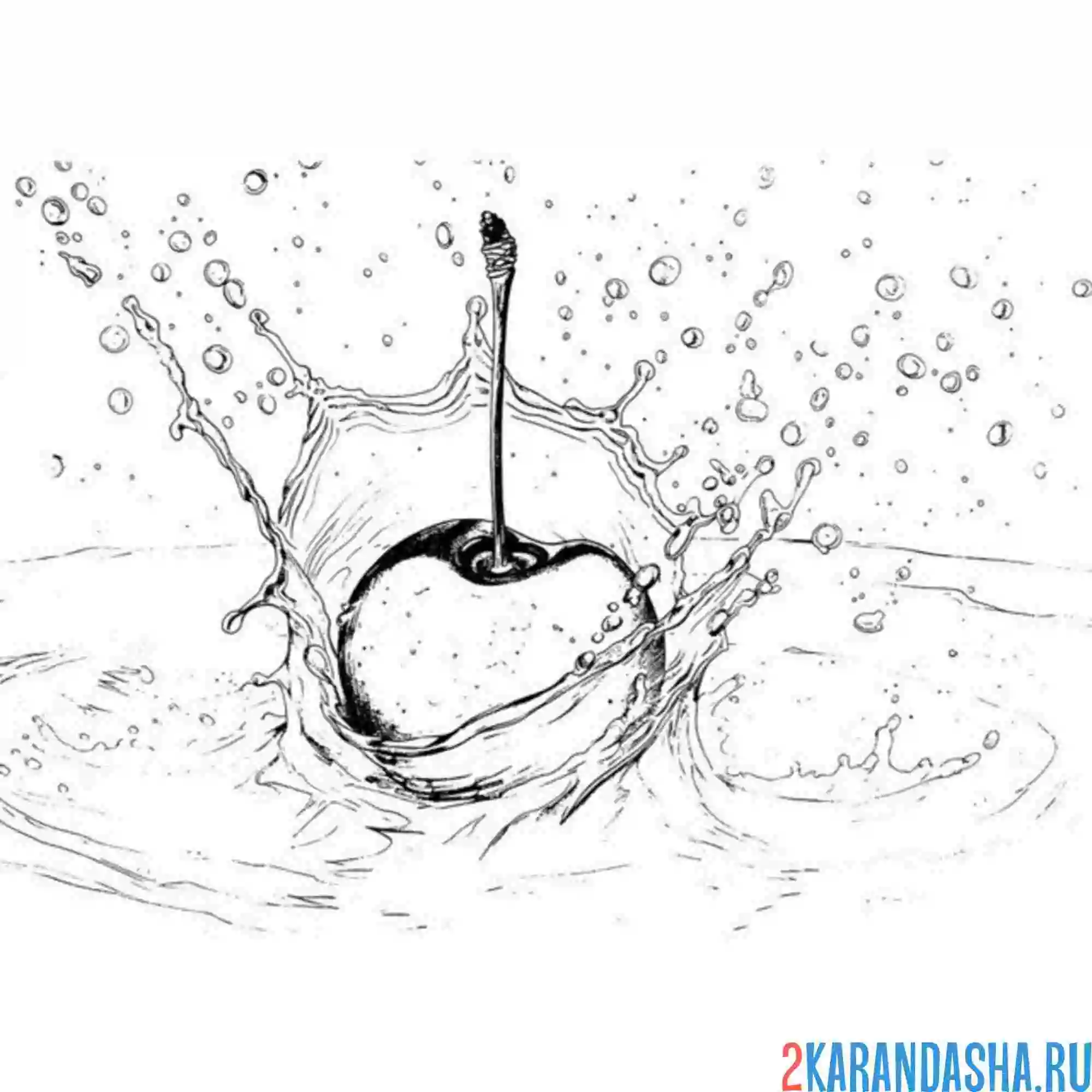 Раскраска вишня в воде