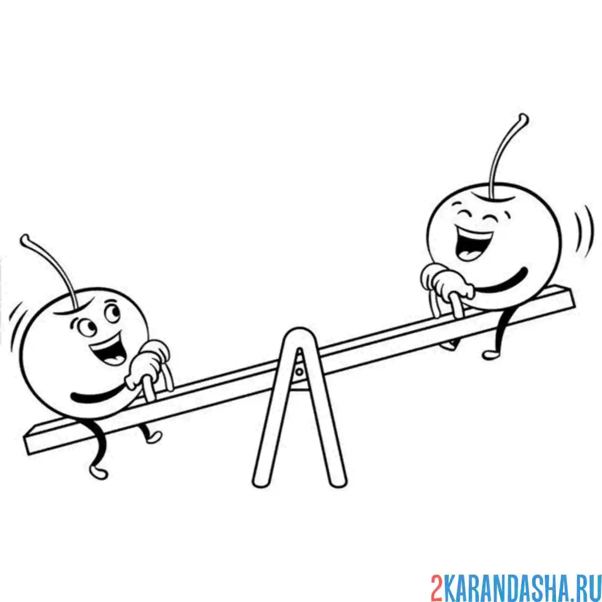 Раскраска вишня на качелях