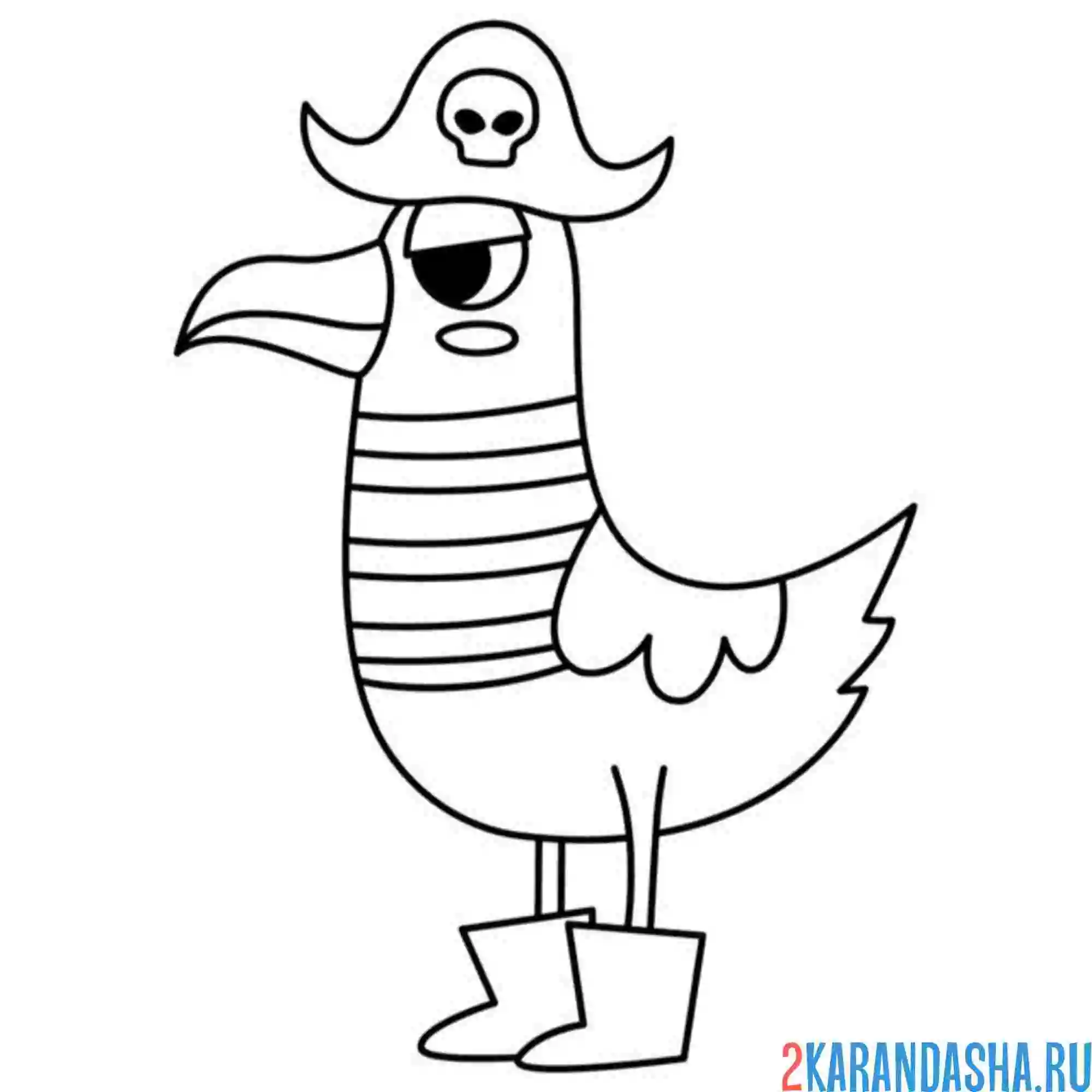 Раскраска чайка пират