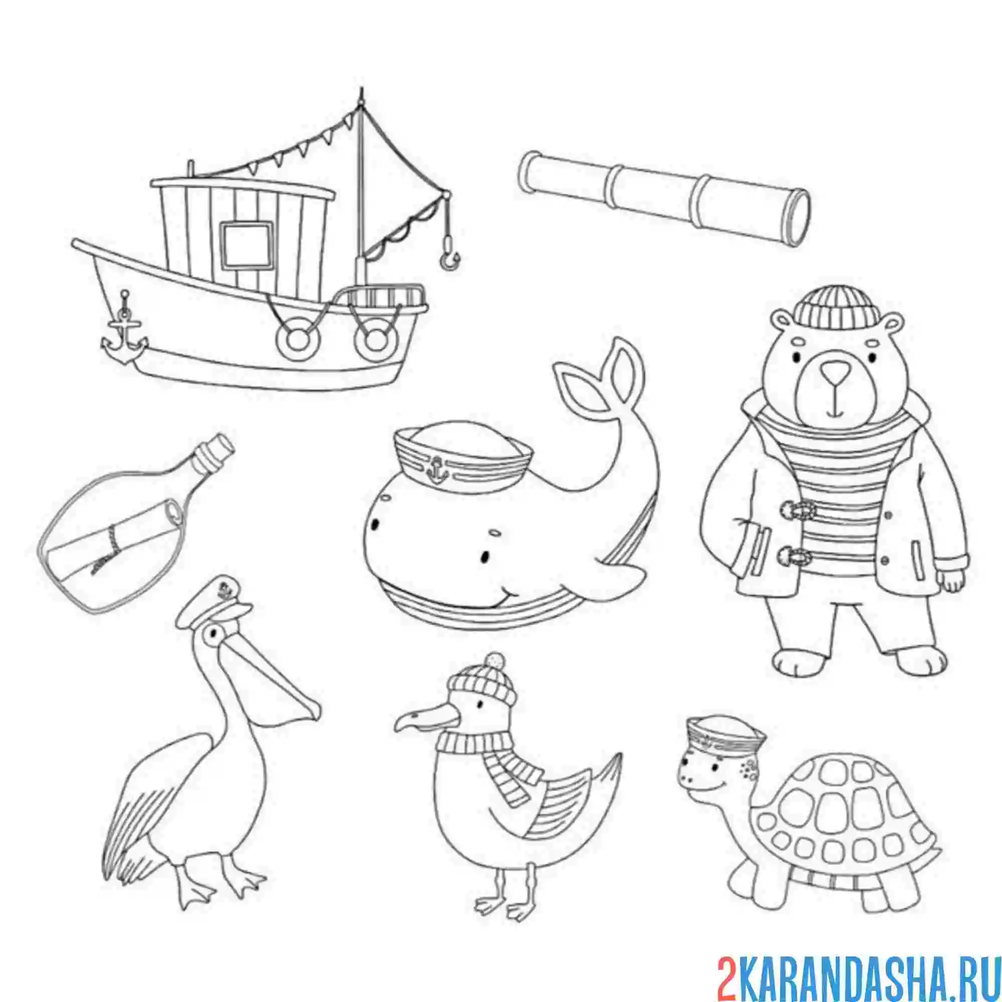 Раскраска морская тематика чайка