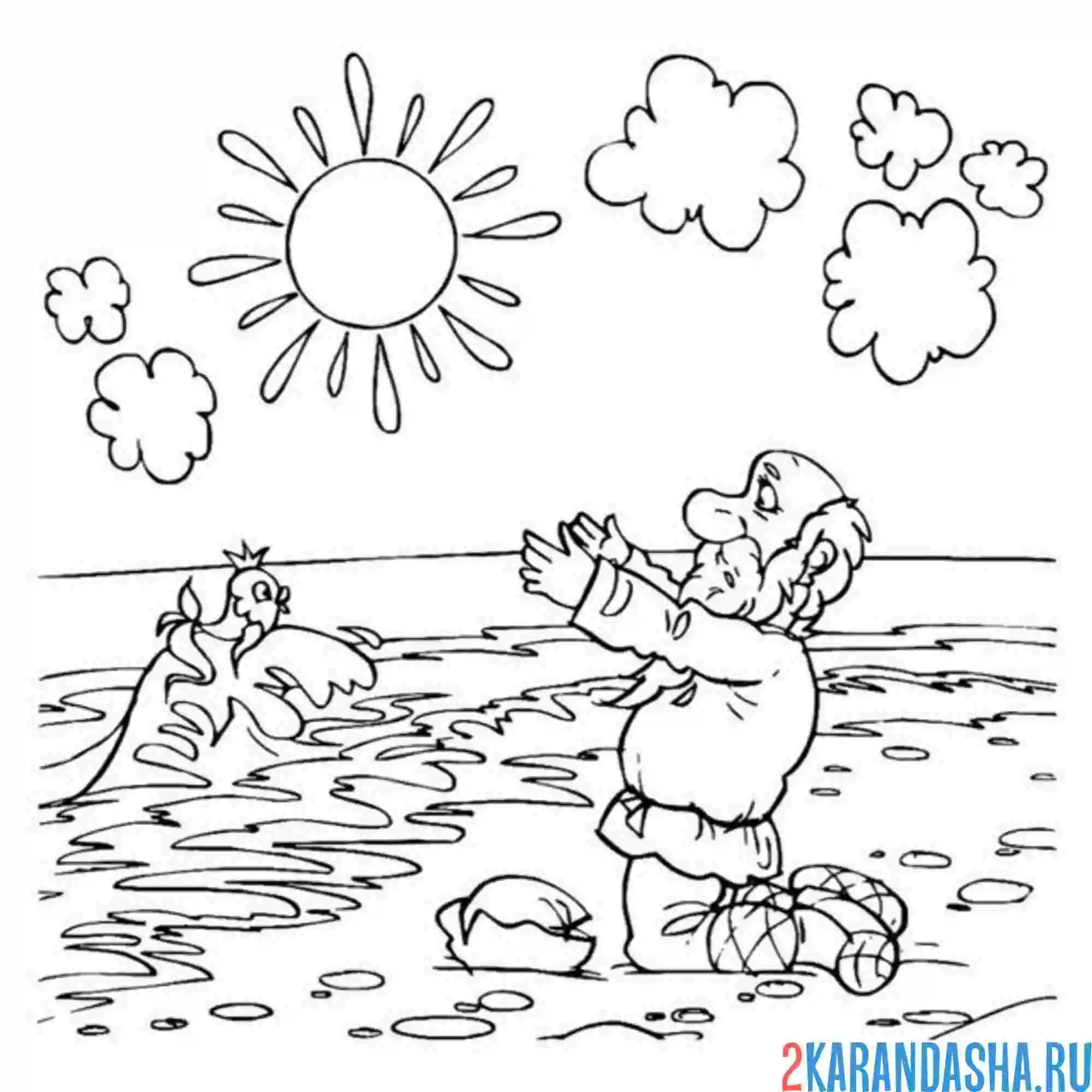 Раскраска отпустил дед золотую рыбку