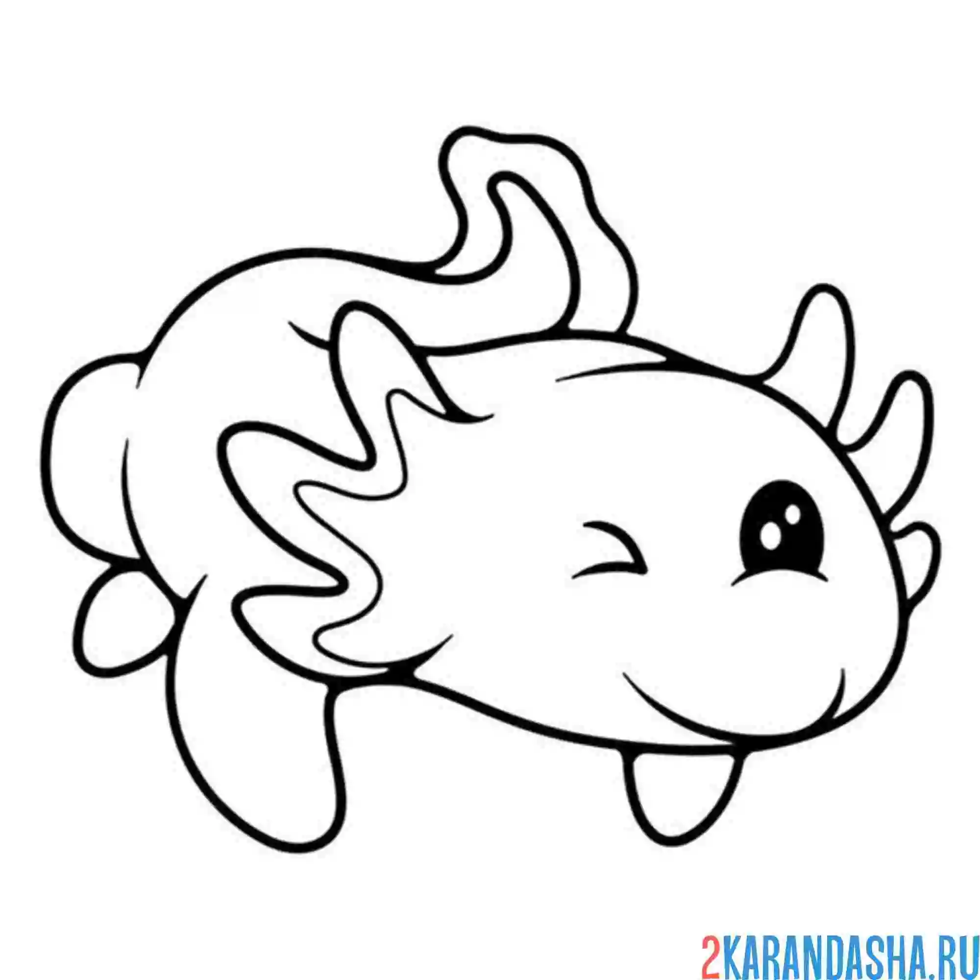 Раскраска аксолотль подмигивает