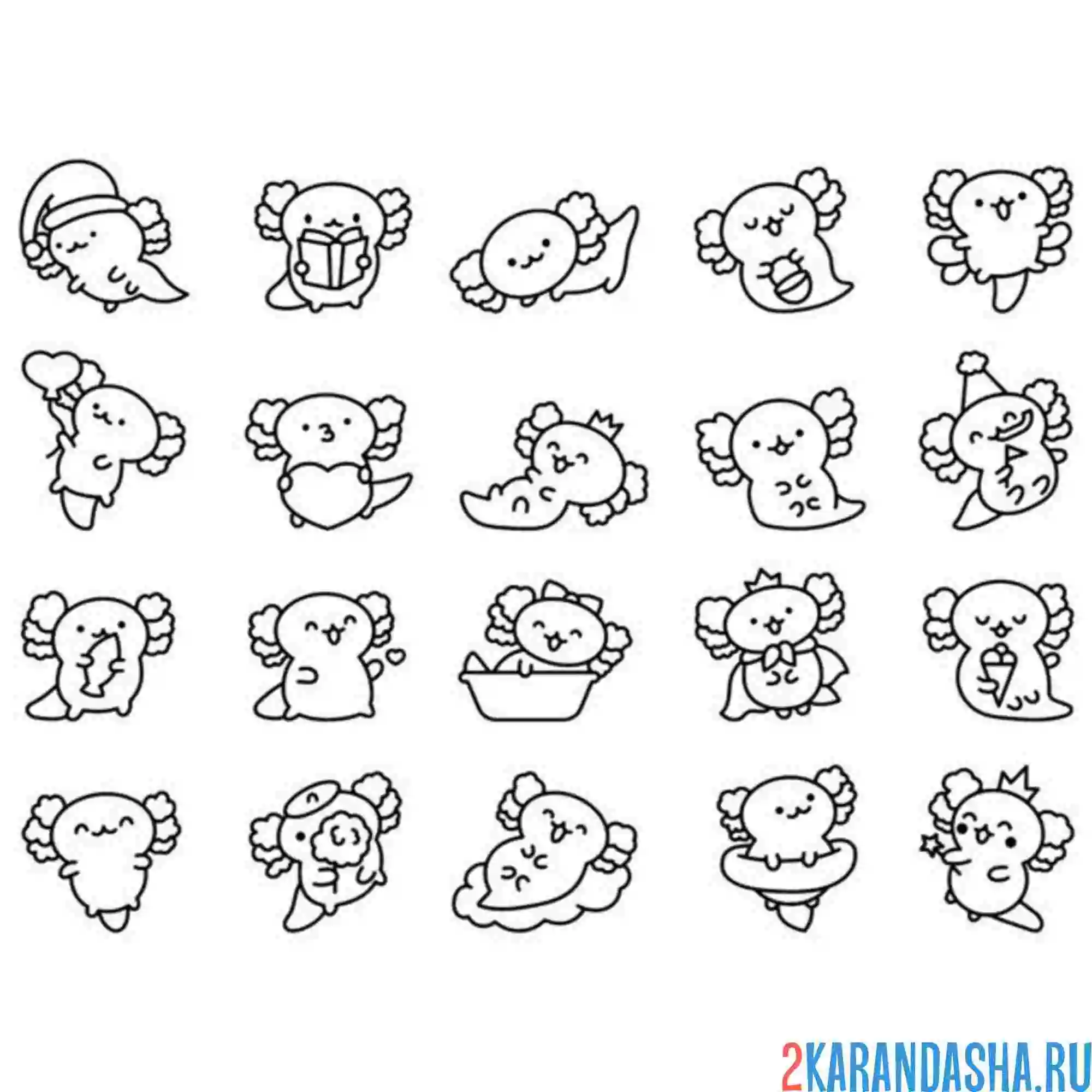 Раскраска аксолотль пины