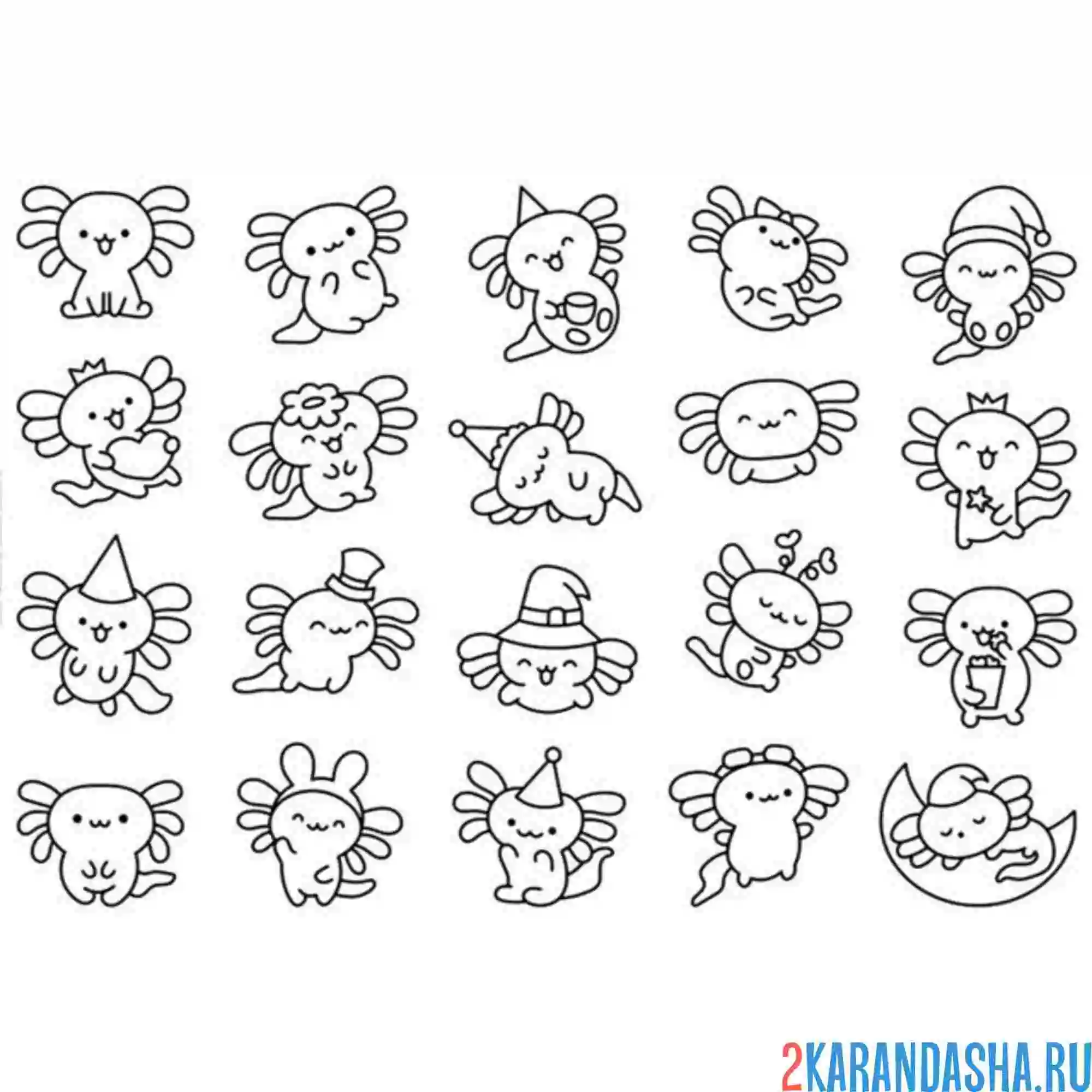 Раскраска аксолотль разные гифки