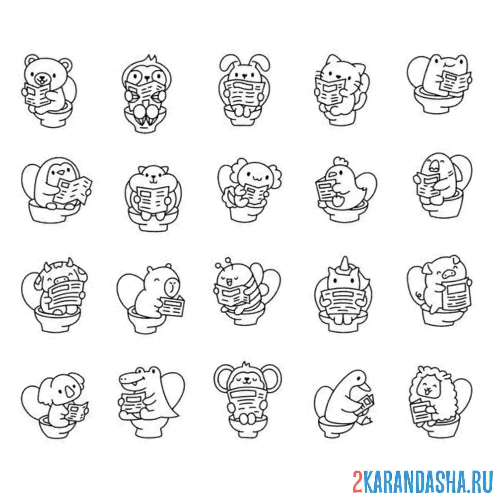 Раскраска наклейки пины на унитазе