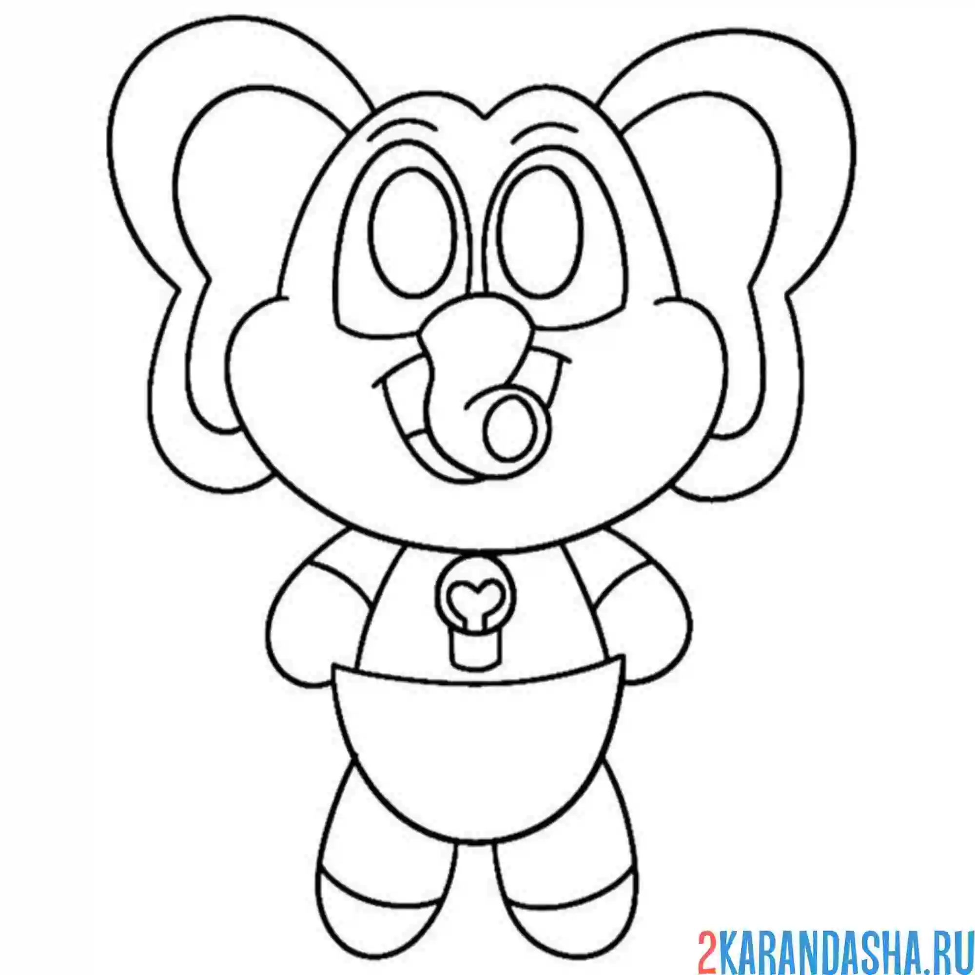 Раскраска улыбающиеся твари малыш bubba bubbaphant